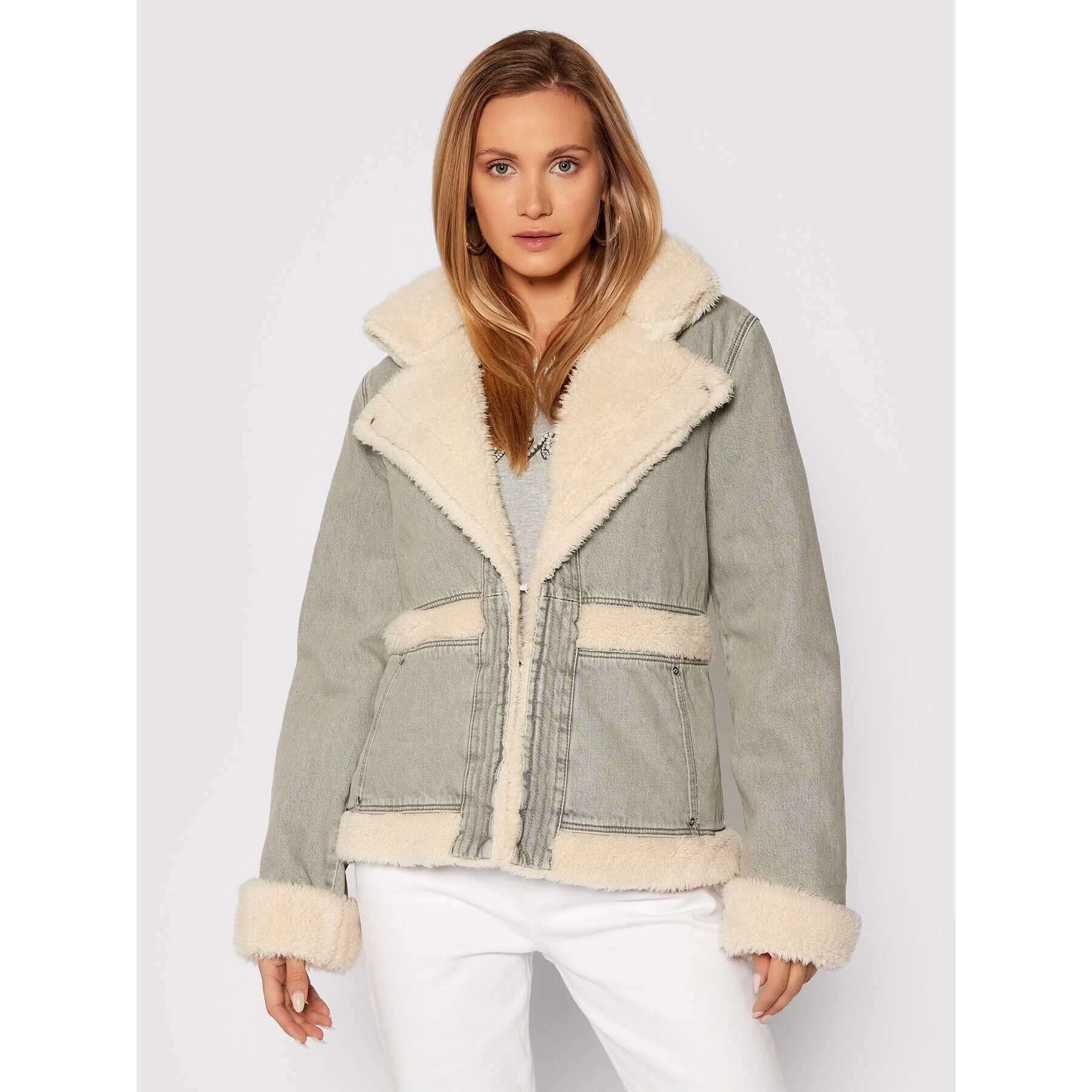 Guess Дънково яке W1BN11 D4HK1 Сив Regular Fit - Pepit.bg