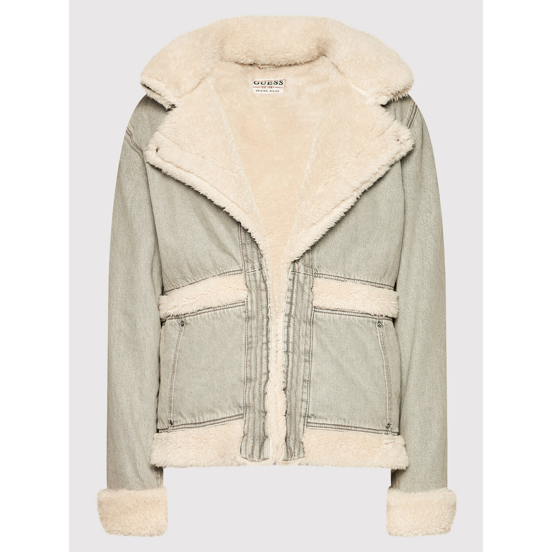 Guess Дънково яке W1BN11 D4HK1 Сив Regular Fit - Pepit.bg