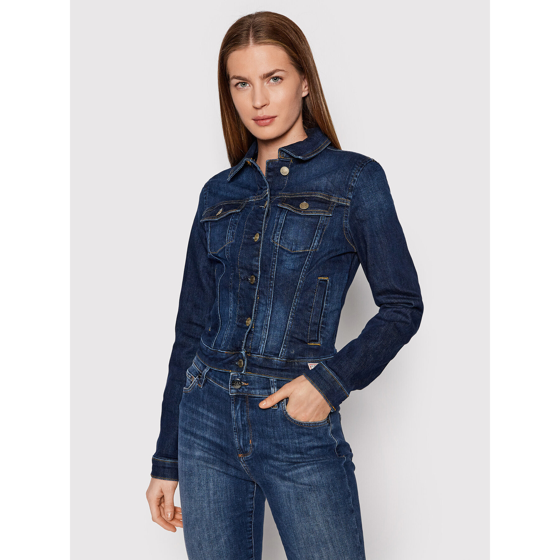 Guess Дънково яке W1YN0E D4GV1 Тъмносин Regular Fit - Pepit.bg
