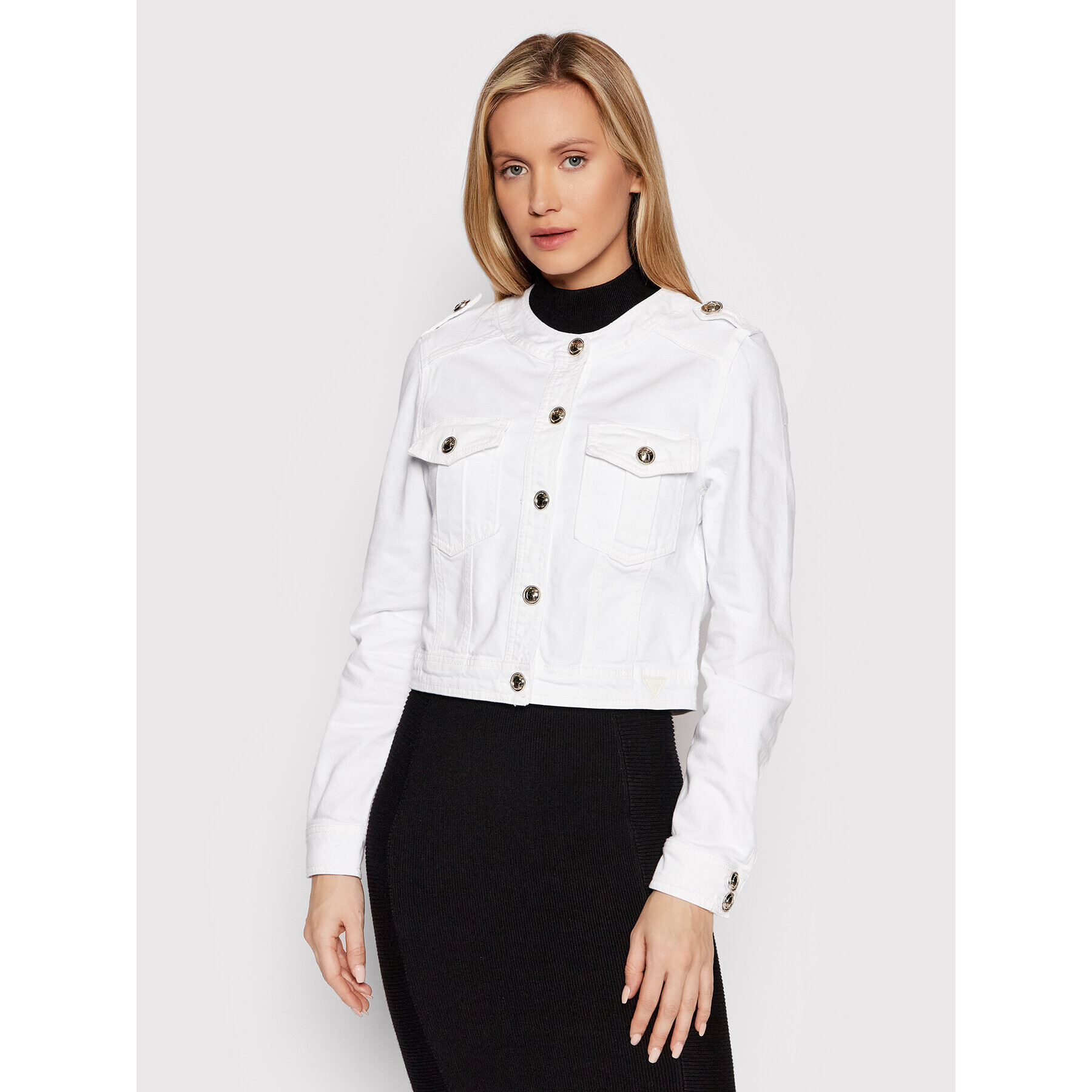 Guess Дънково яке W2RN20 D4IF0 Бял Regular Fit - Pepit.bg