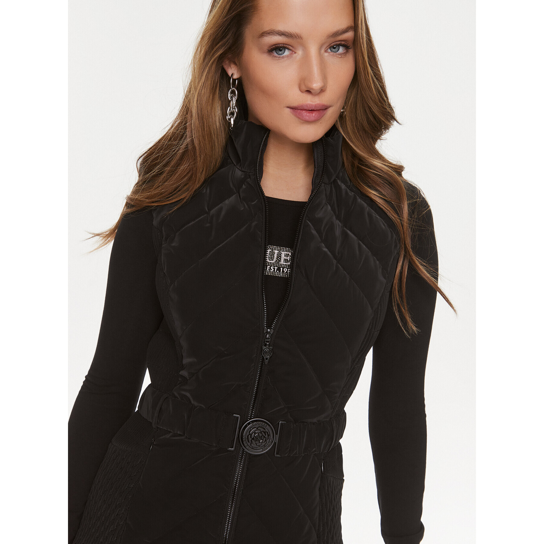 Guess Елек Cassandra W4RN21 WFWR0 Черен Regular Fit - Pepit.bg