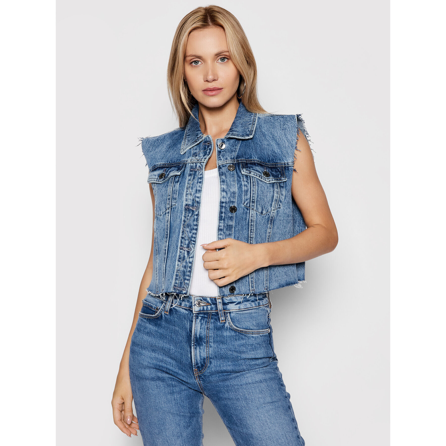 Guess Елек W1GN17 D3P32 Син Slim Fit - Pepit.bg