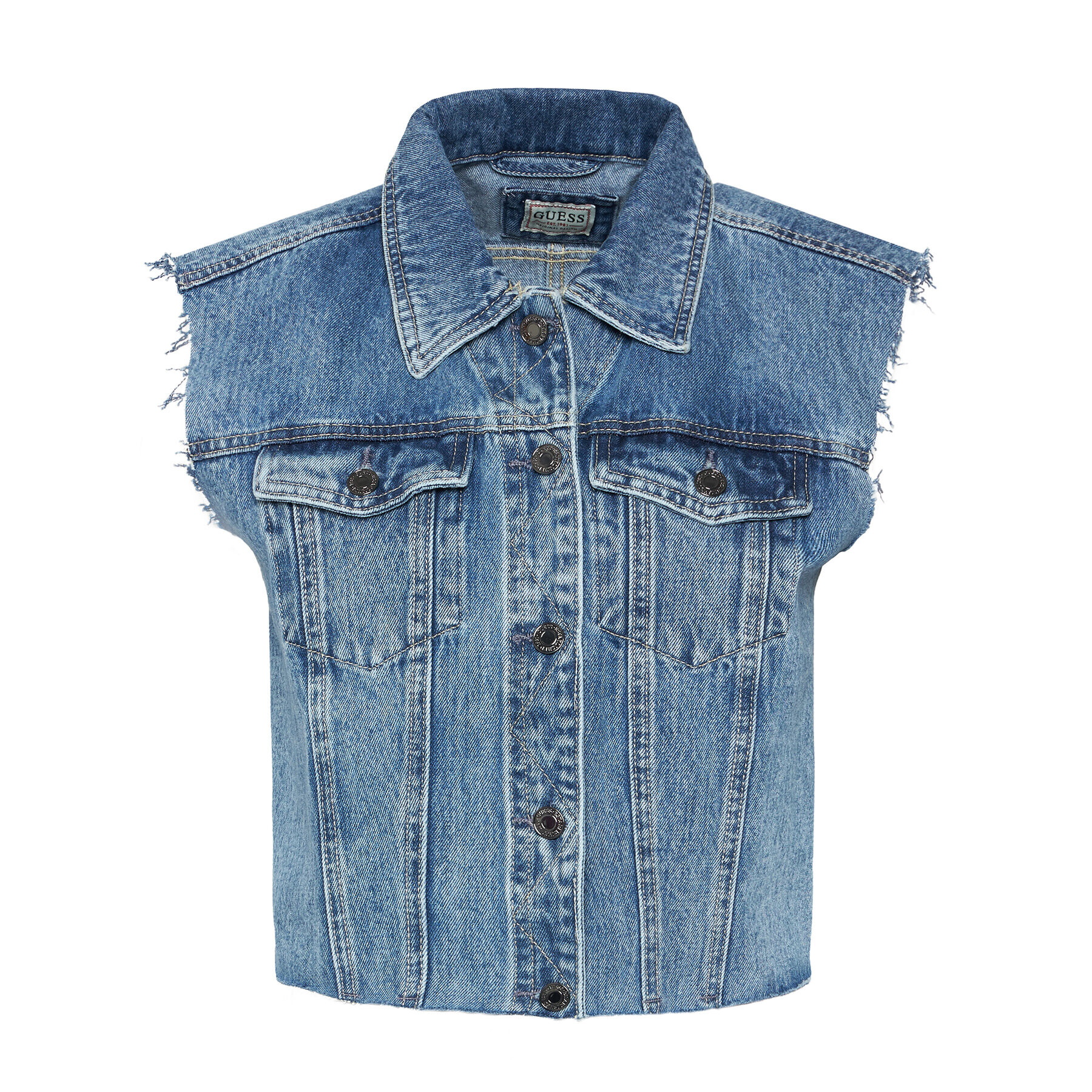 Guess Елек W1GN17 D3P32 Син Slim Fit - Pepit.bg