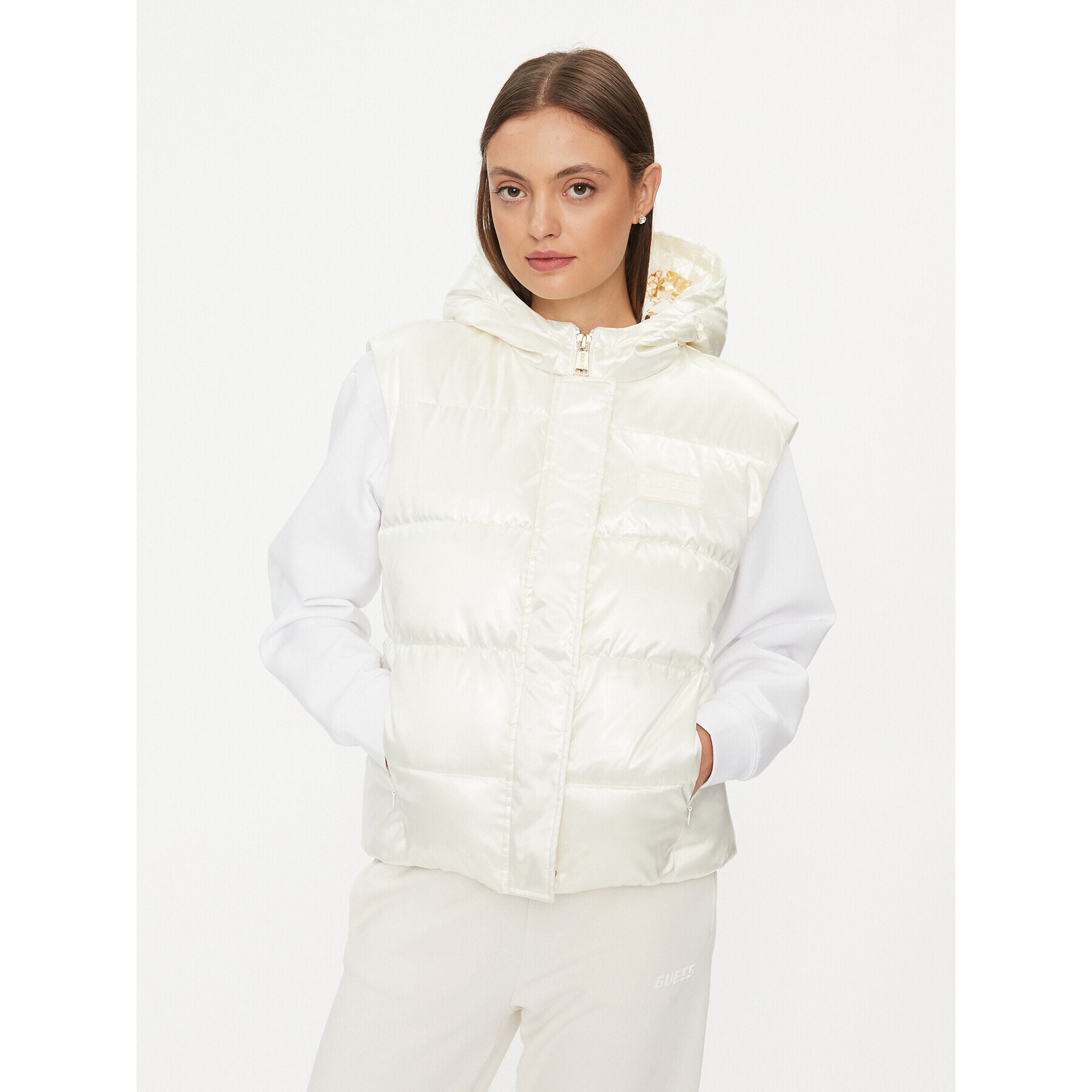 Guess Елек W3BN64 WFAB2 Бял Regular Fit - Pepit.bg