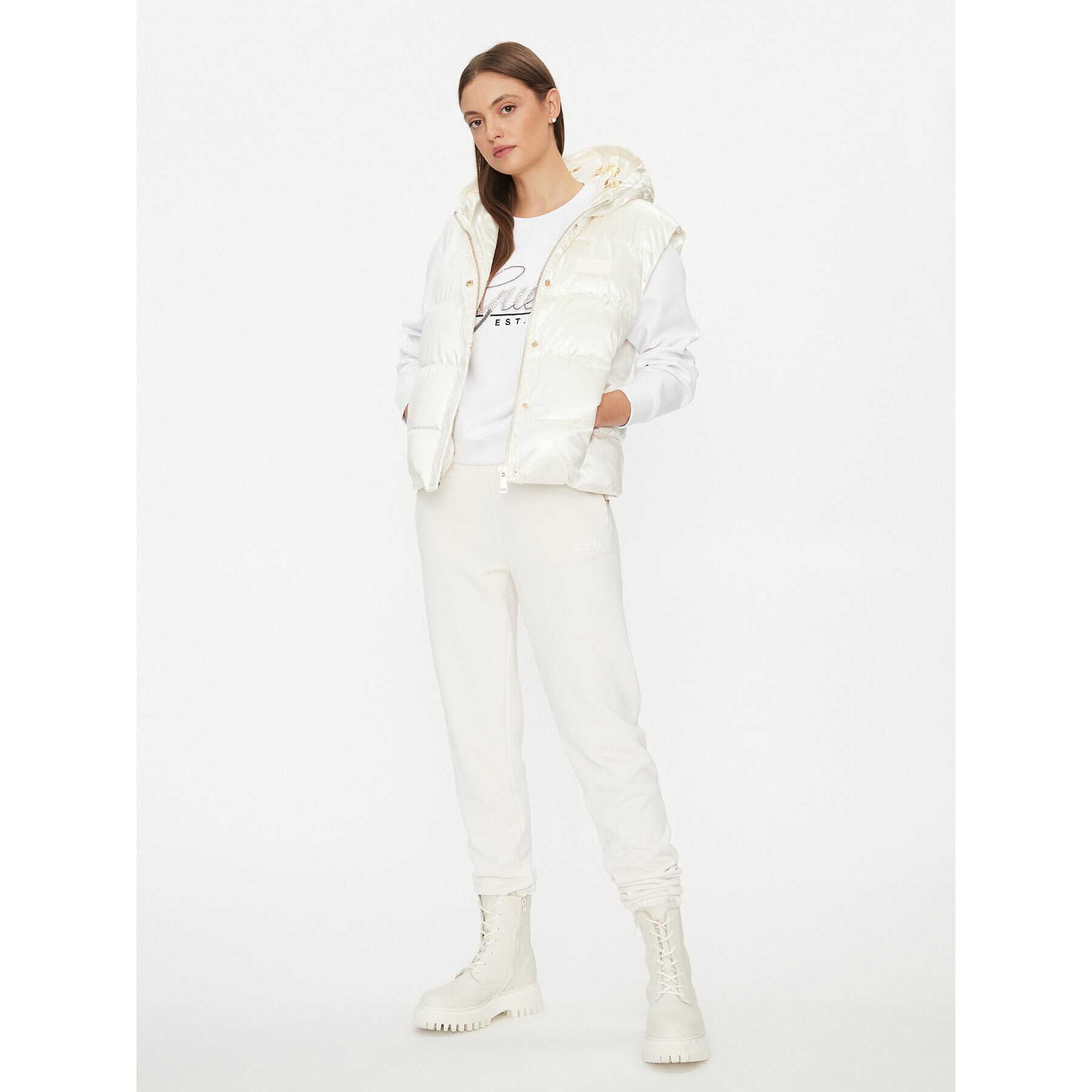Guess Елек W3BN64 WFAB2 Бял Regular Fit - Pepit.bg