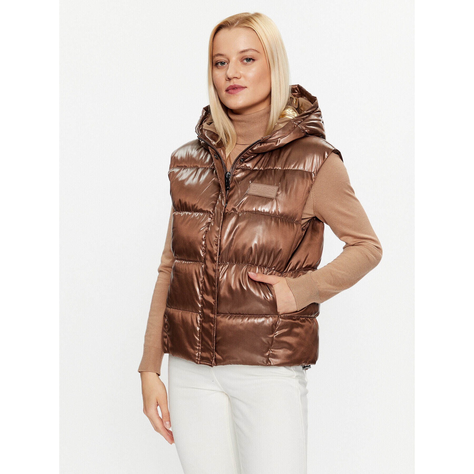 Guess Елек W3BN64 WFAB2 Кафяв Regular Fit - Pepit.bg