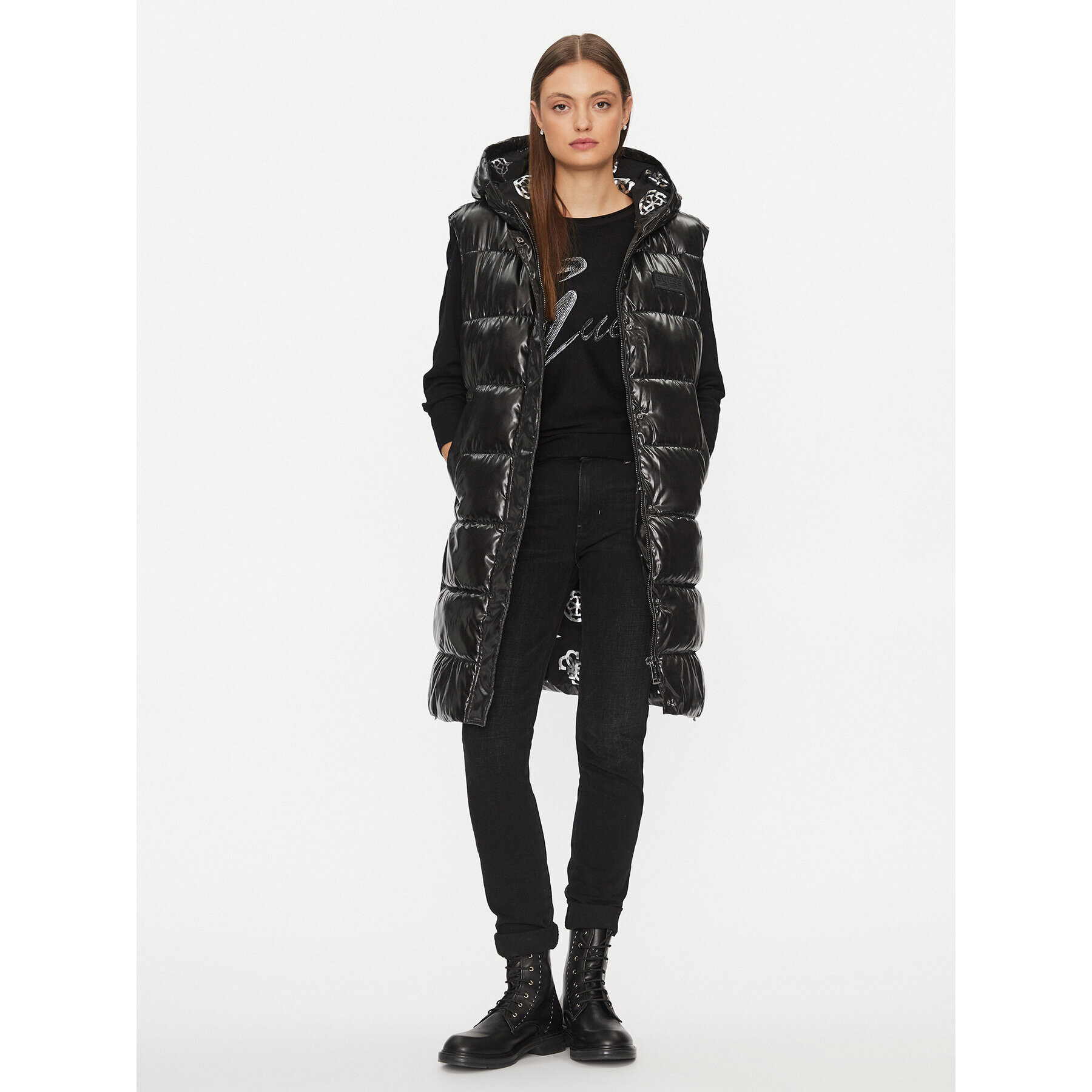 Guess Елек W3BN73 WFAB2 Черен Regular Fit - Pepit.bg
