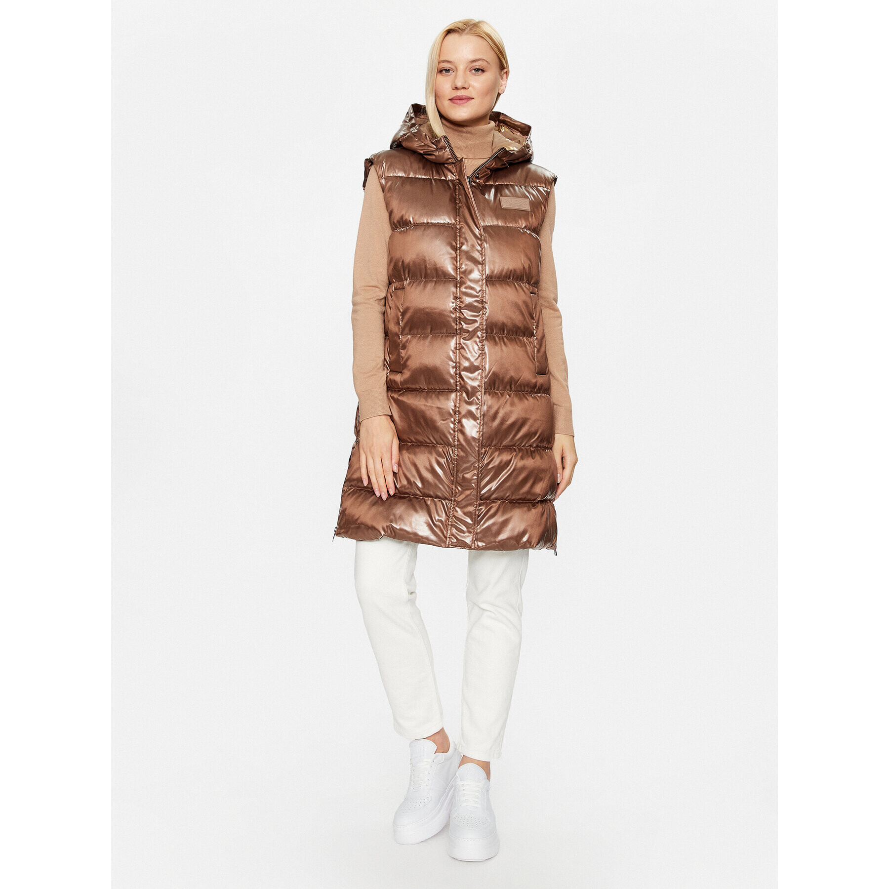 Guess Елек W3BN73 WFAB2 Кафяв Regular Fit - Pepit.bg