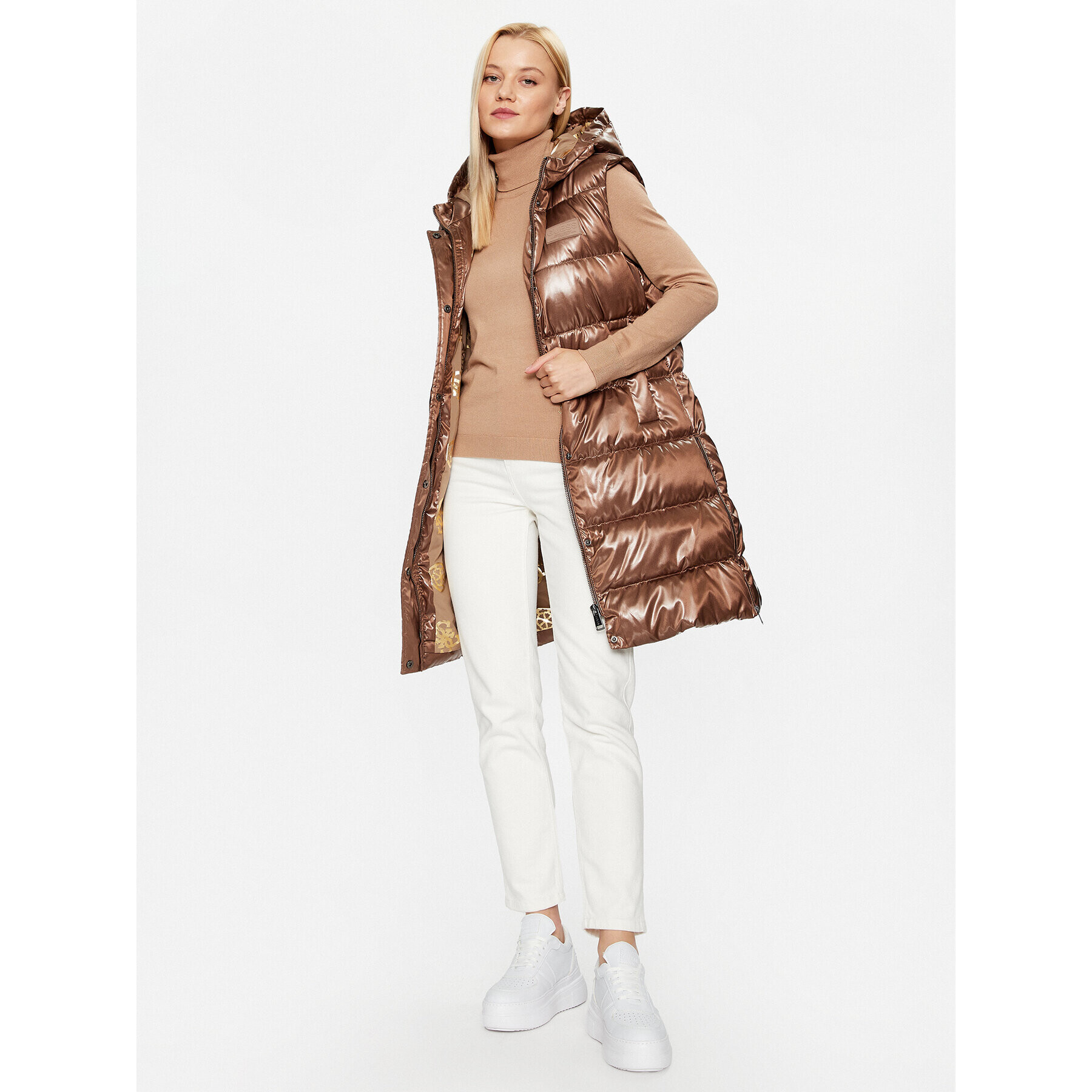 Guess Елек W3BN73 WFAB2 Кафяв Regular Fit - Pepit.bg