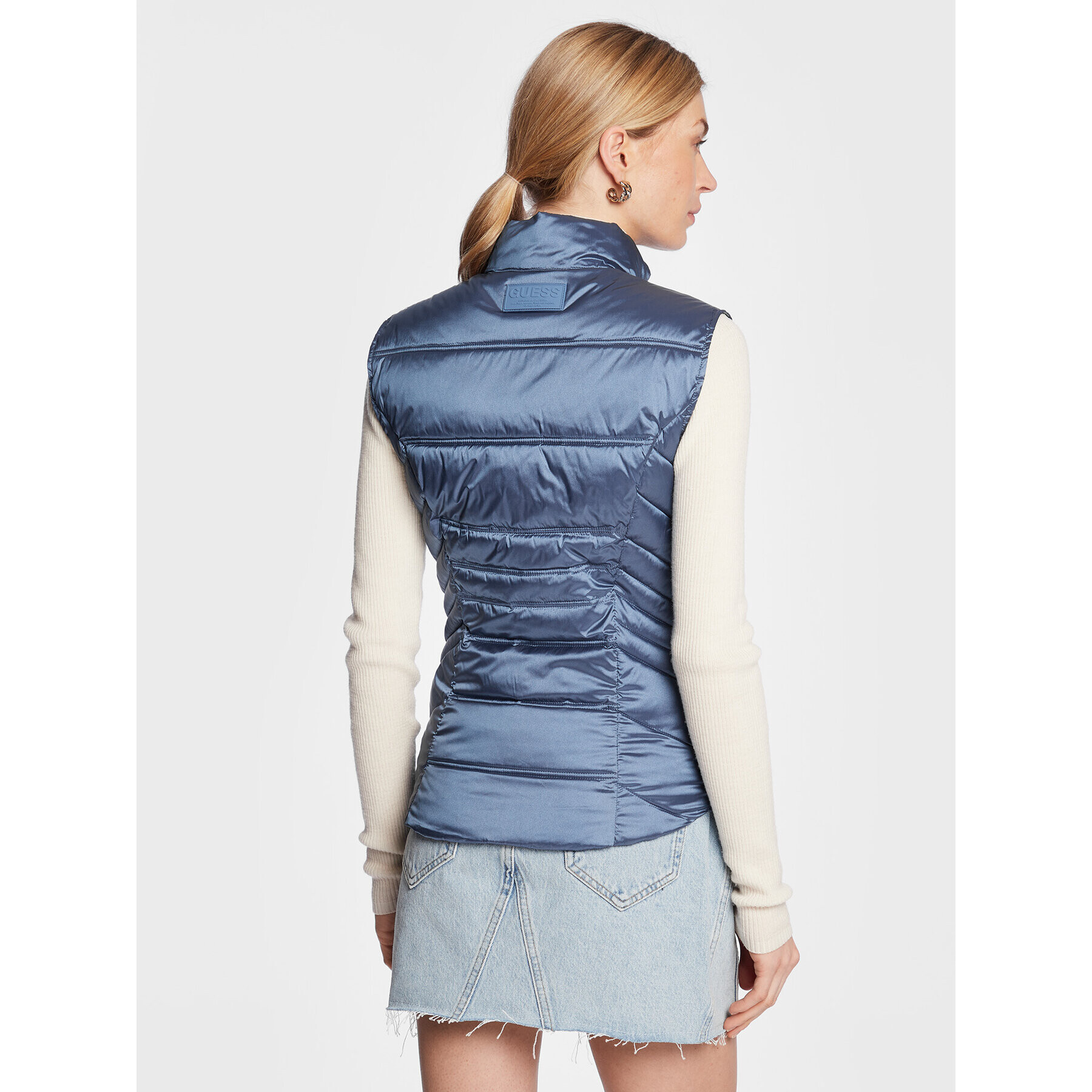 Guess Елек W3RN53 WF5C2 Тъмносин Slim Fit - Pepit.bg