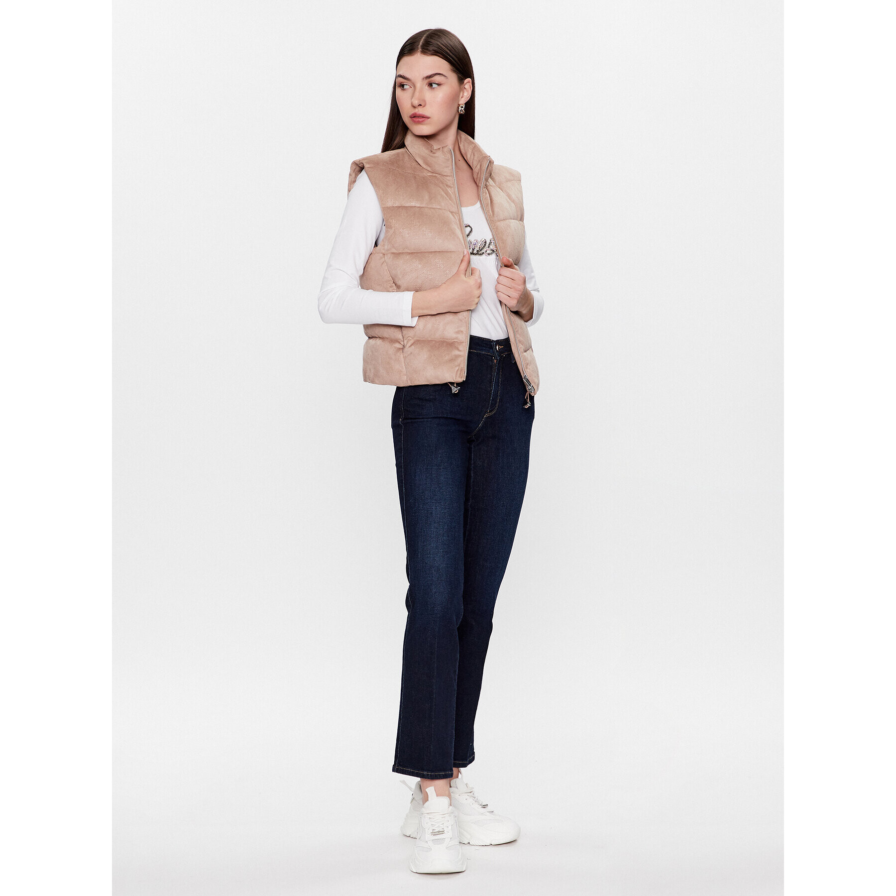 Guess Елек W3YN38 WFIY0 Бежов Regular Fit - Pepit.bg