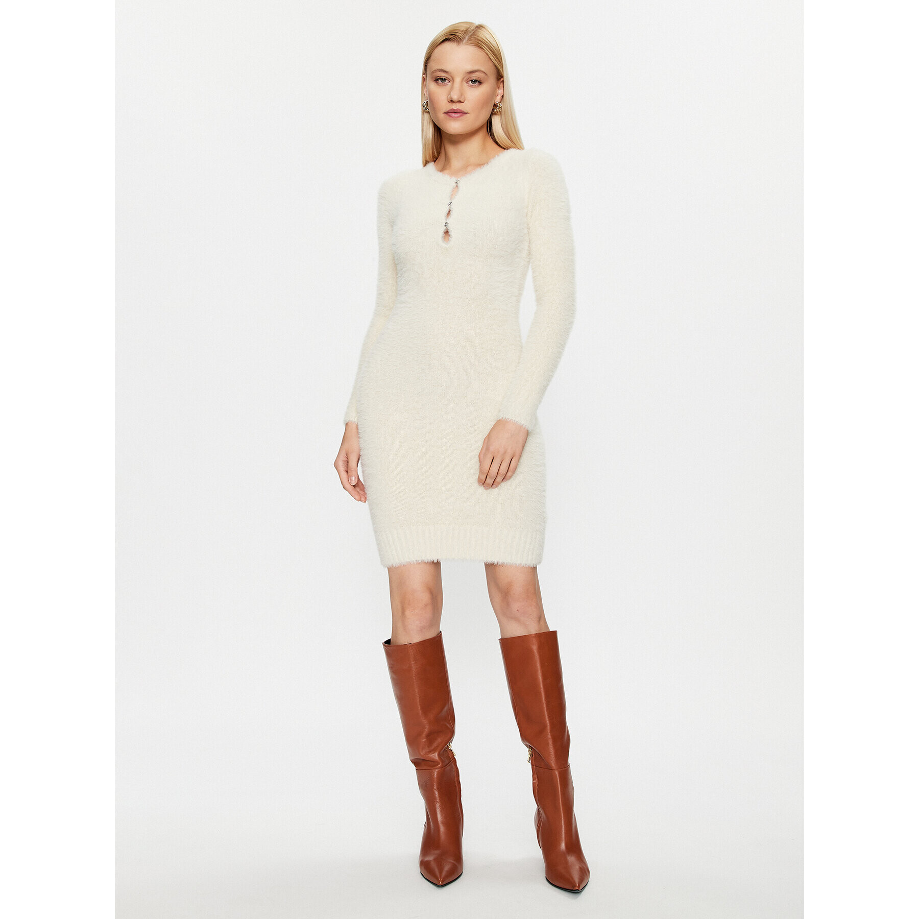 Guess Плетена рокля Adele W3BK42 Z3A70 Екрю Slim Fit - Pepit.bg