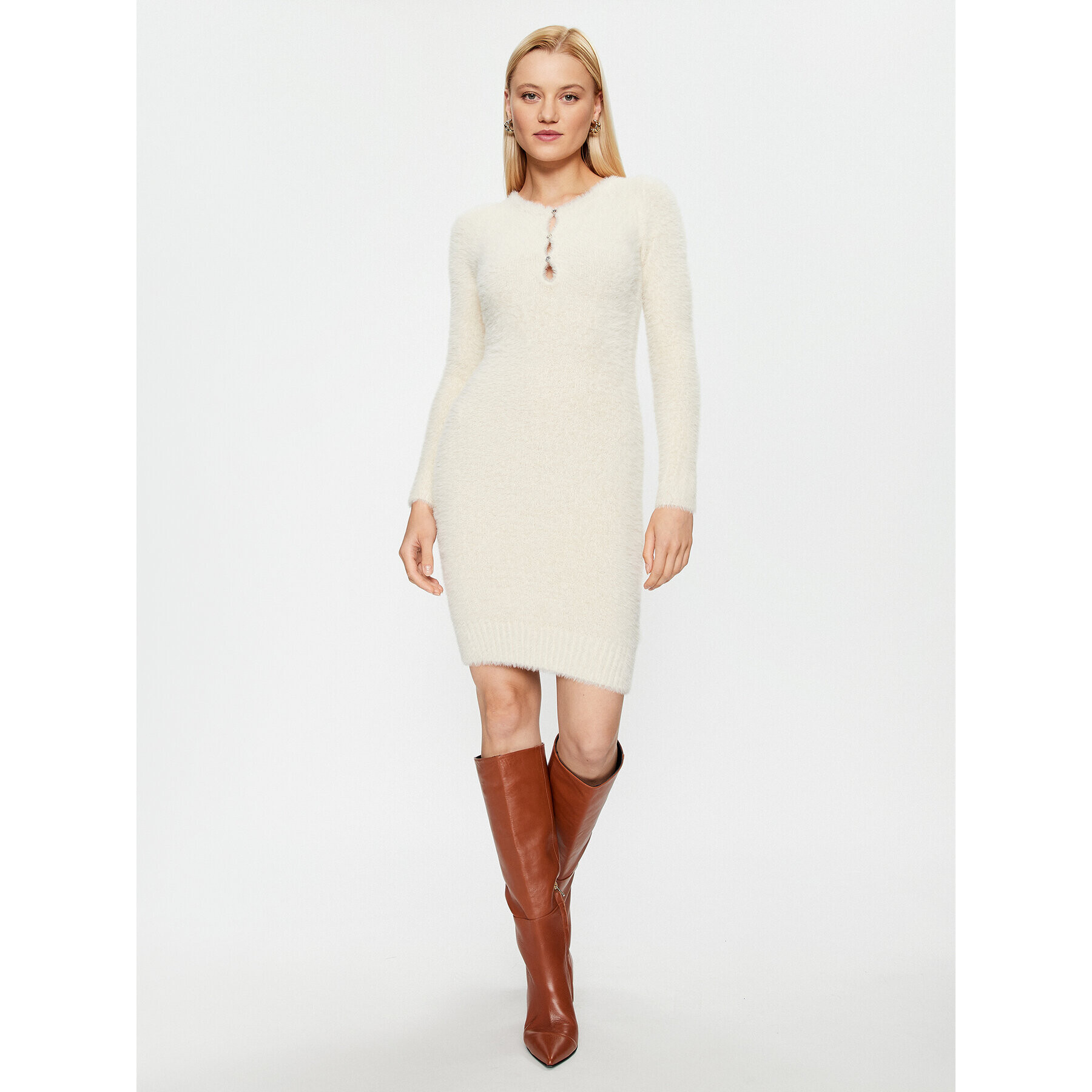 Guess Плетена рокля Adele W3BK42 Z3A70 Екрю Slim Fit - Pepit.bg