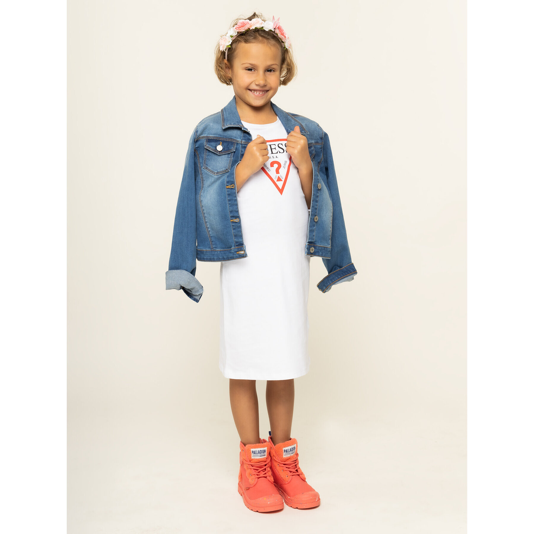 Guess Ежедневна рокля J93K51 K82F0 Бял Regular Fit - Pepit.bg