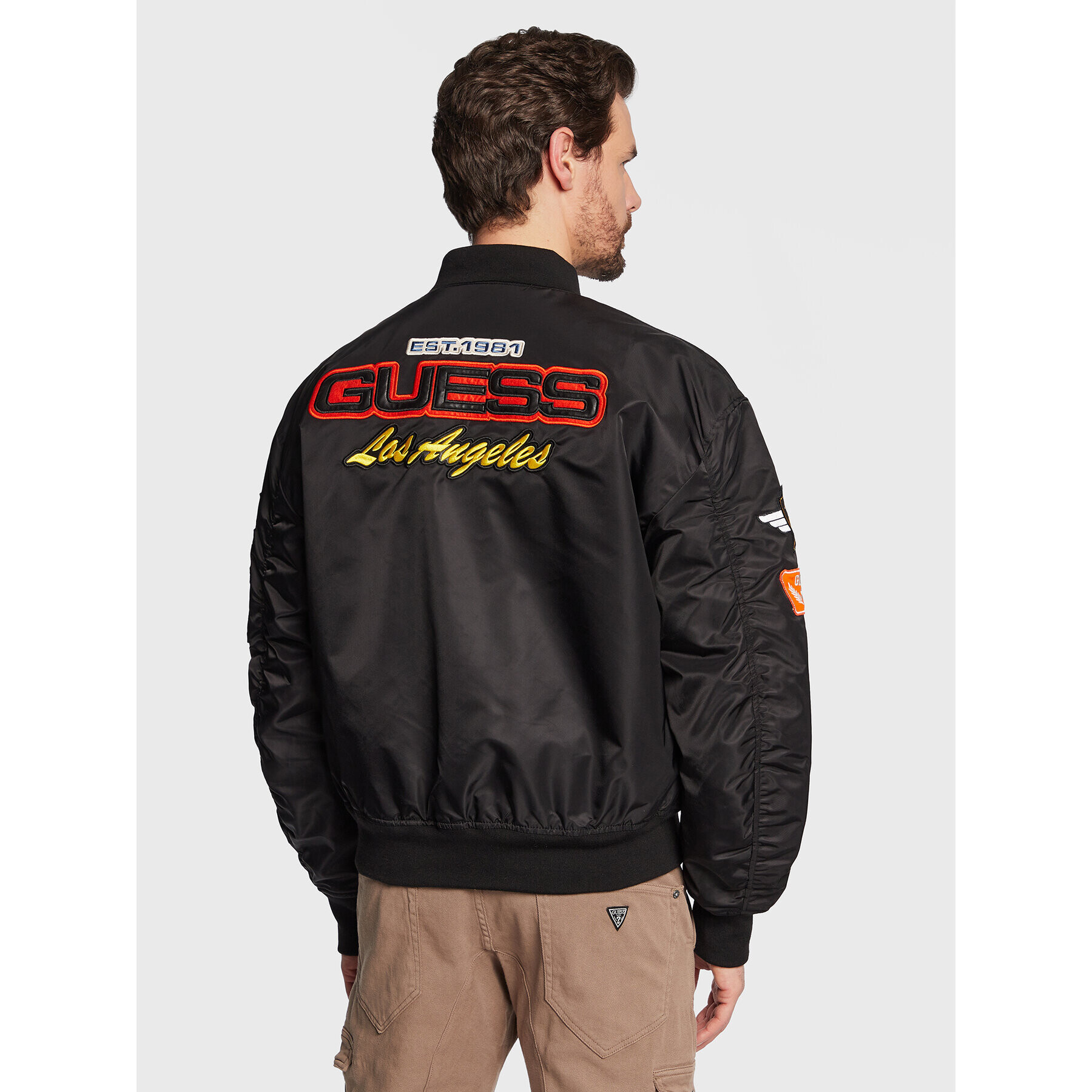 Guess Яке бомбър Ace M3GL14 WFA20 Черен Oversize - Pepit.bg