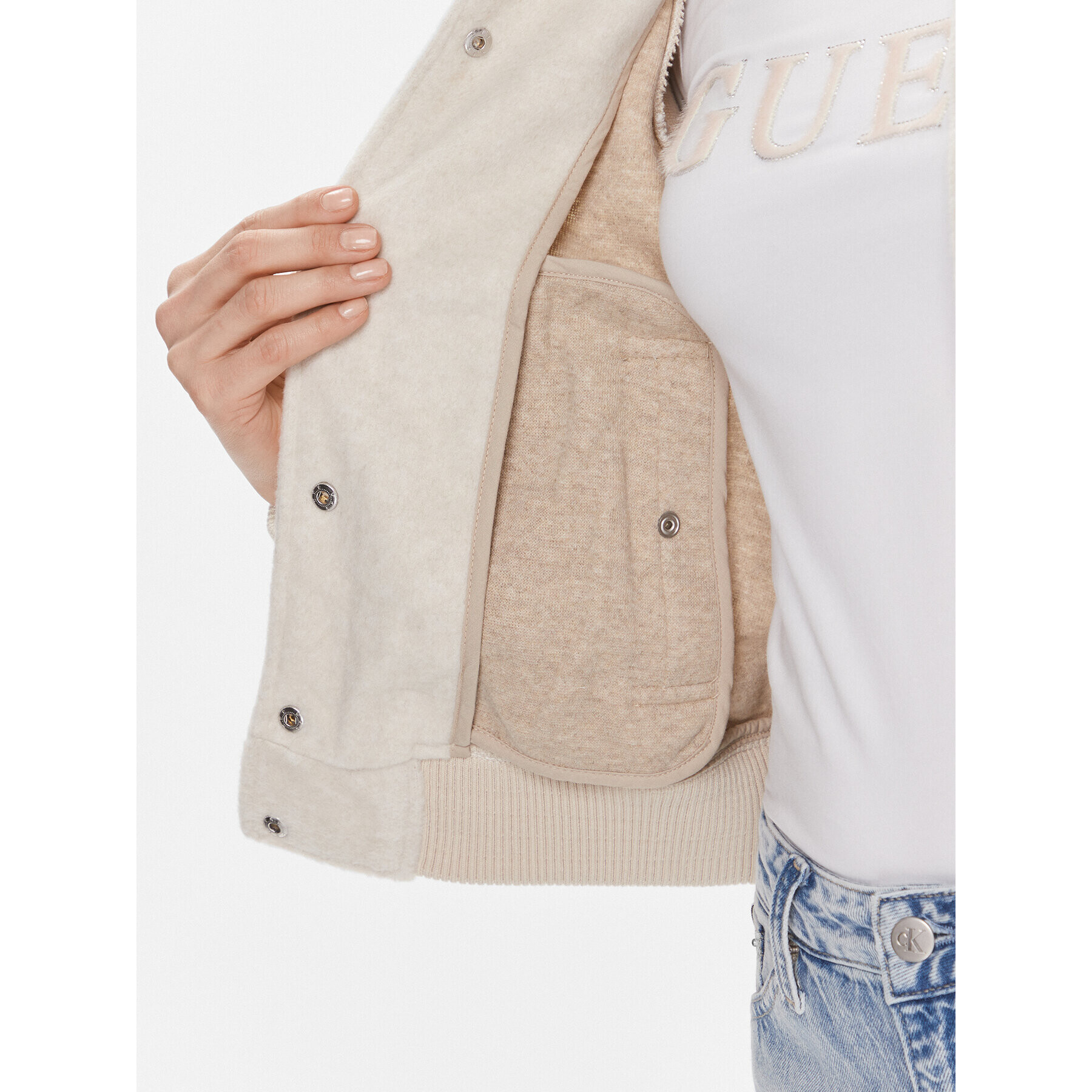 Guess Яке бомбър Gloria W4RL45 WFWS2 Екрю Regular Fit - Pepit.bg