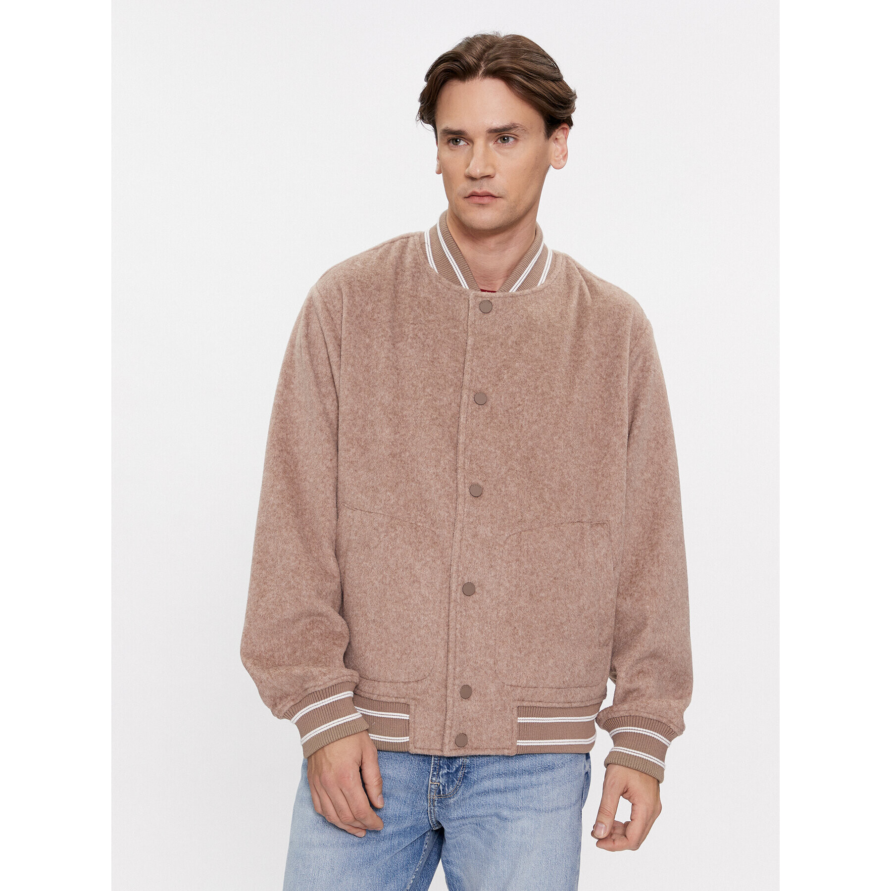 Guess Яке бомбър Logo M4RL39 WFWS2 Бежов Regular Fit - Pepit.bg