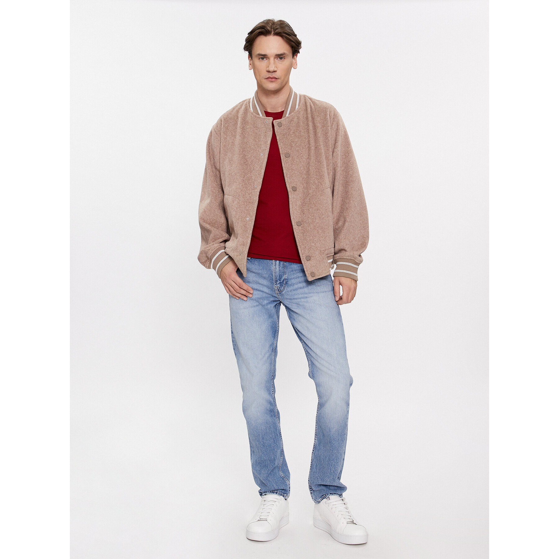Guess Яке бомбър Logo M4RL39 WFWS2 Бежов Regular Fit - Pepit.bg