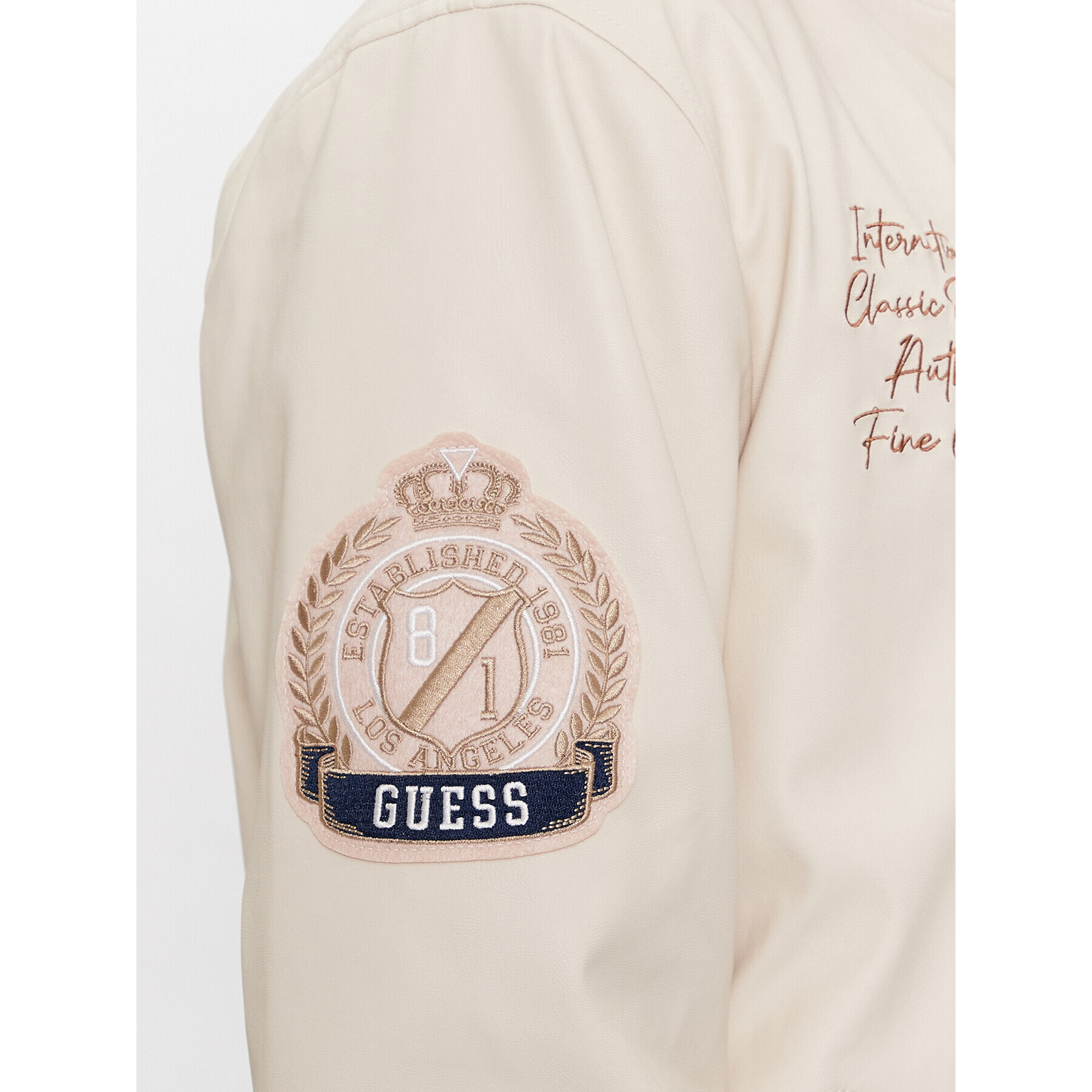 Guess Яке бомбър Varsity M4RL11 WFWI0 Бежов Regular Fit - Pepit.bg