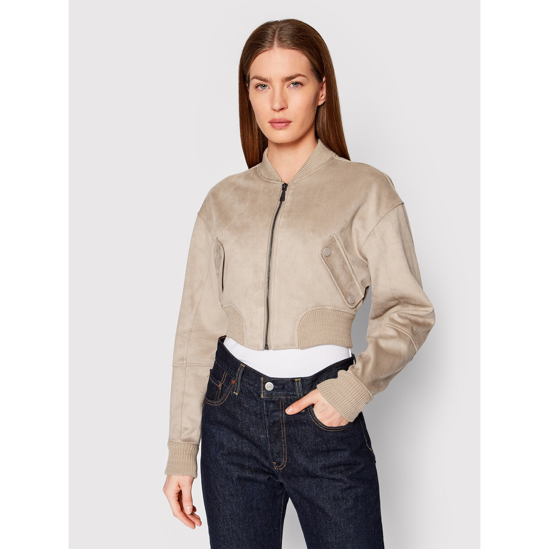 Guess Яке бомбър W2GL16 WE0L0 Бежов Regular Fit - Pepit.bg