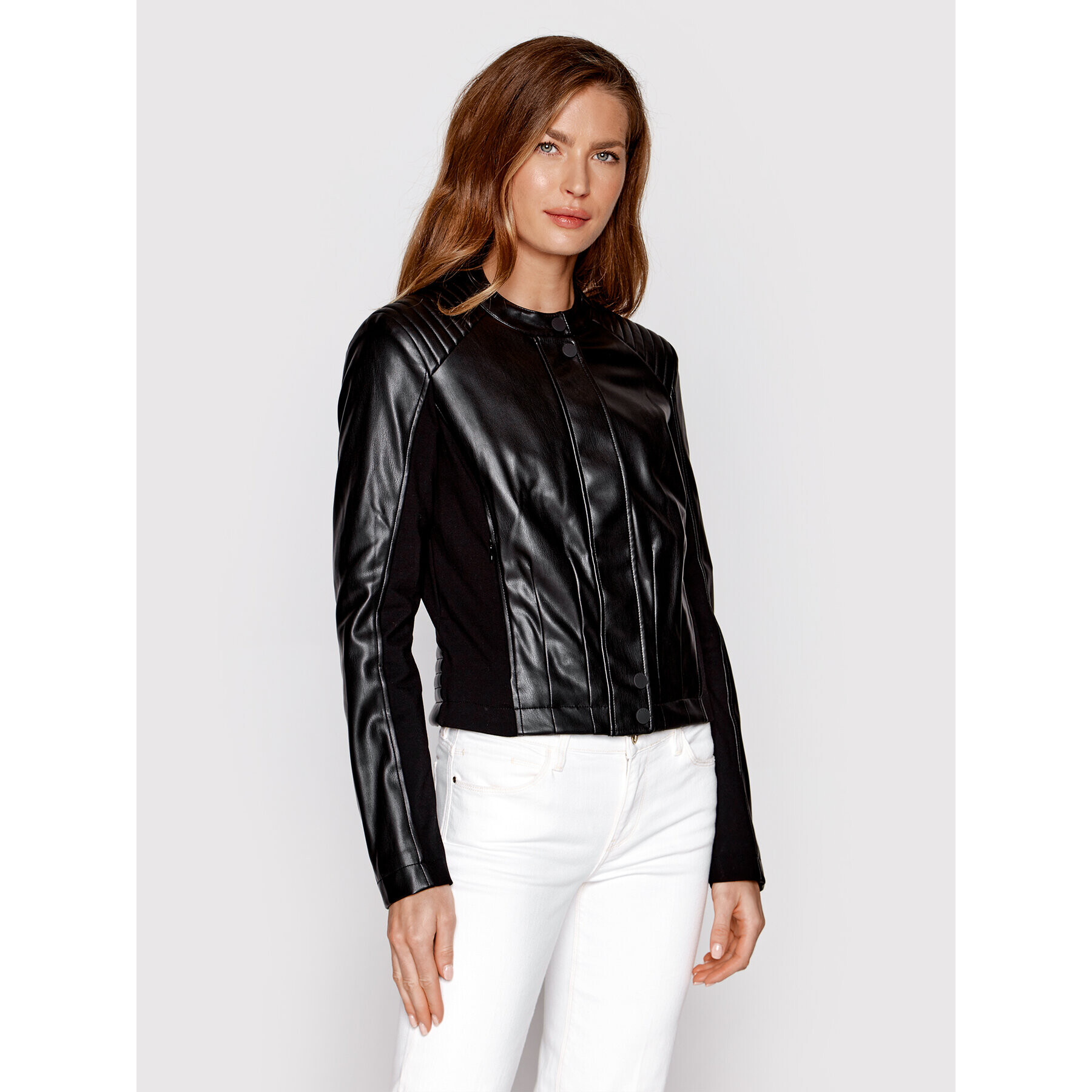 Guess Яке от имитация на кожа New Fiammetta W2YL19 WE480 Черен Regular Fit - Pepit.bg