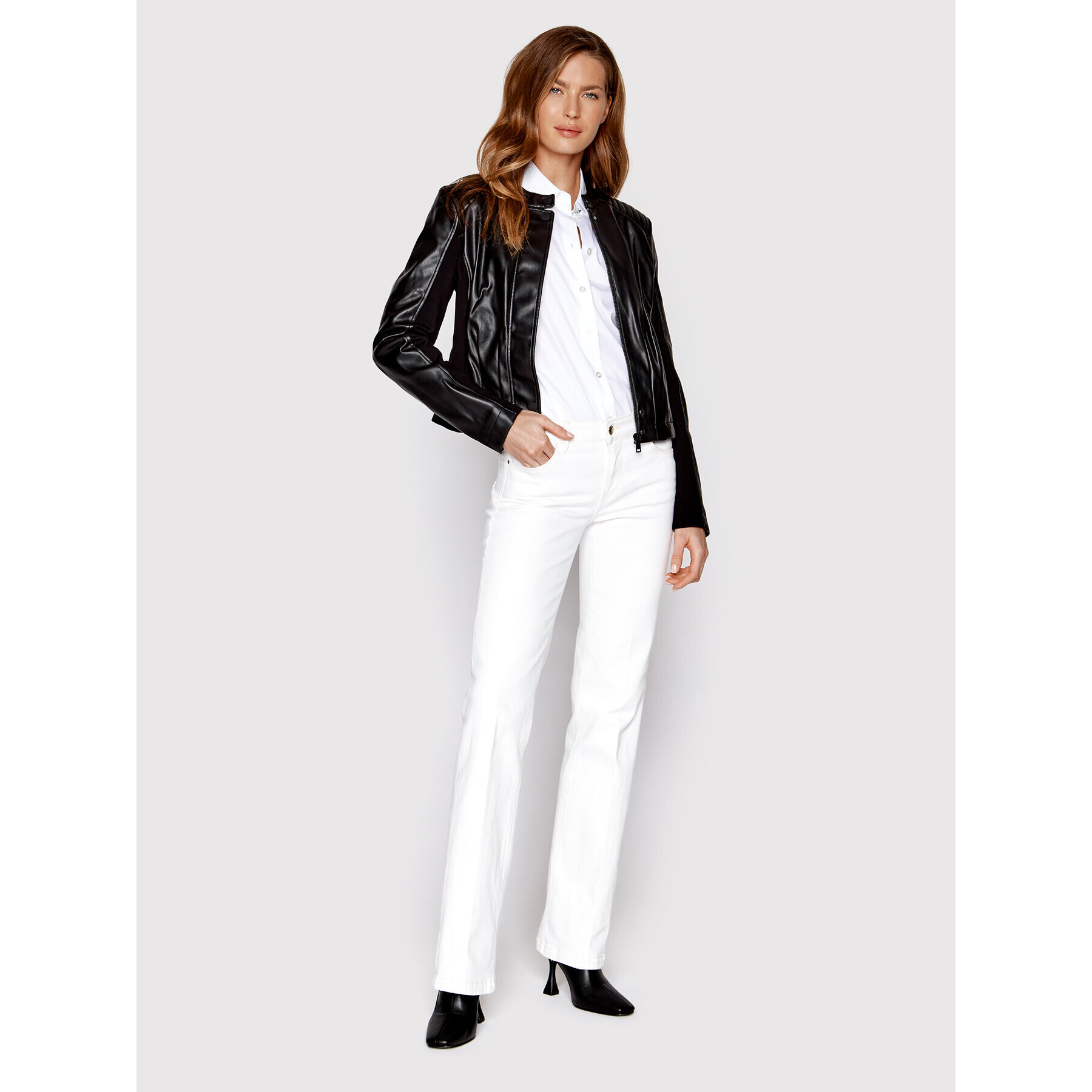 Guess Яке от имитация на кожа New Fiammetta W2YL19 WE480 Черен Regular Fit - Pepit.bg
