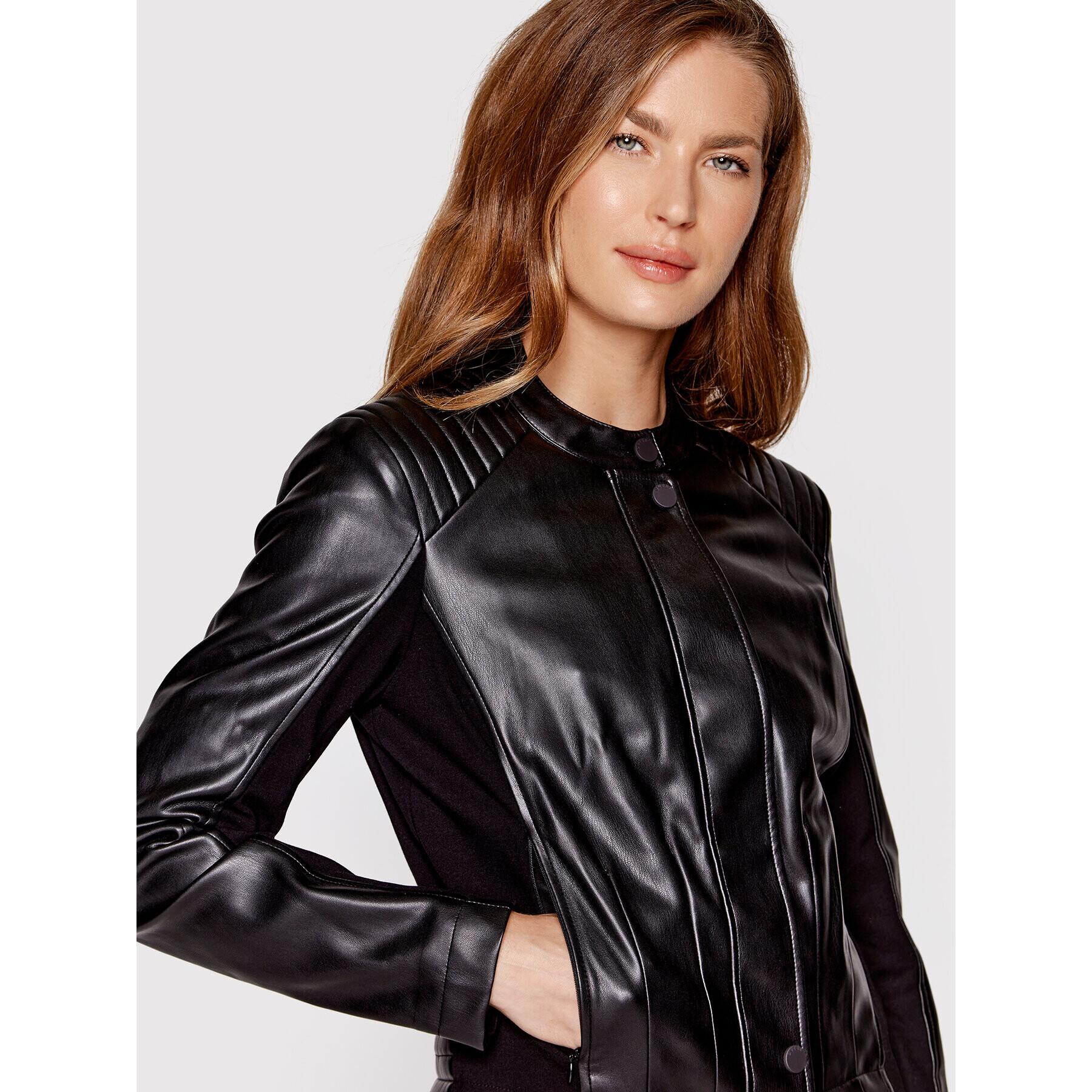 Guess Яке от имитация на кожа New Fiammetta W2YL19 WE480 Черен Regular Fit - Pepit.bg