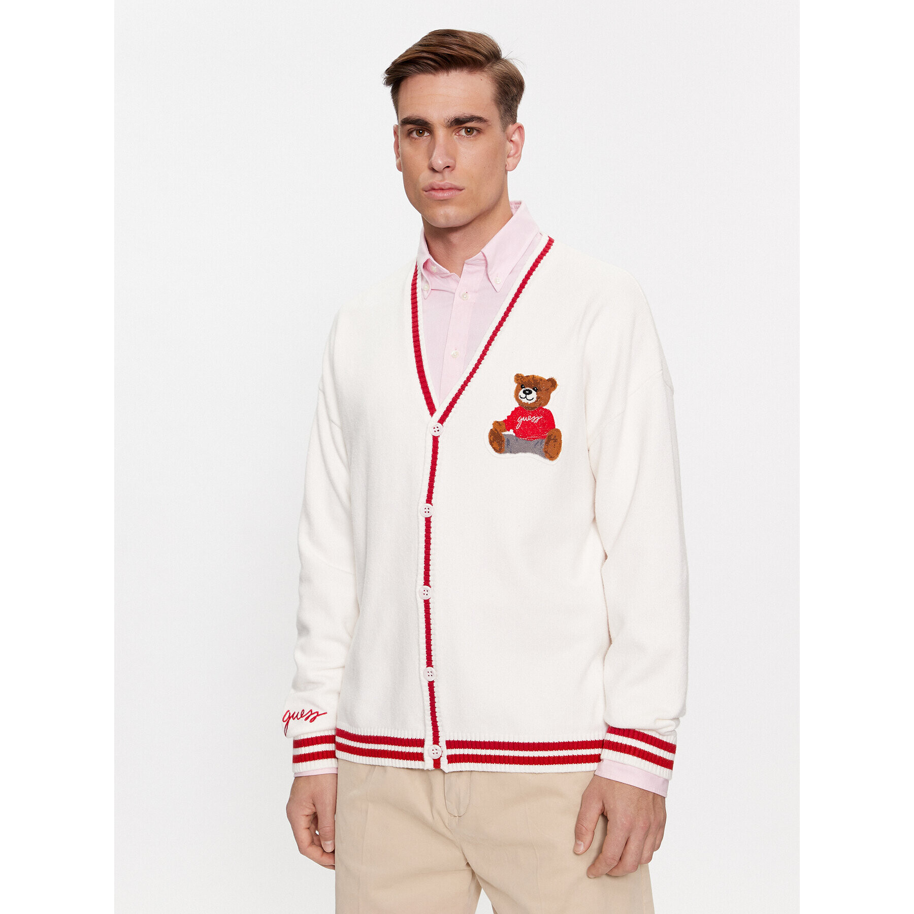 Guess Кардиган Liam M4RR26 Z2ZK2 Бял Regular Fit - Pepit.bg