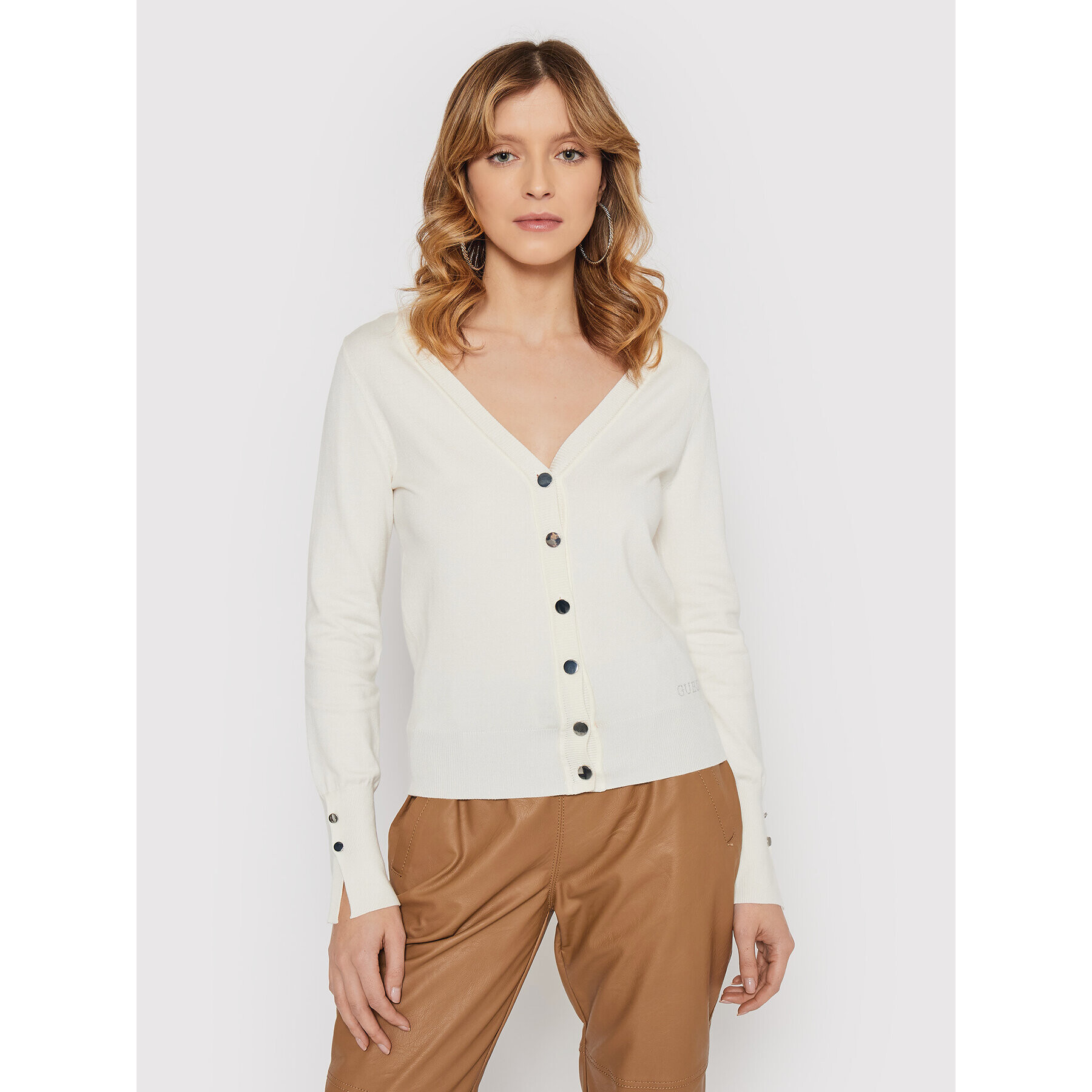 Guess Кардиган Zena W2RR29 Z2V60 Бял Slim Fit - Pepit.bg