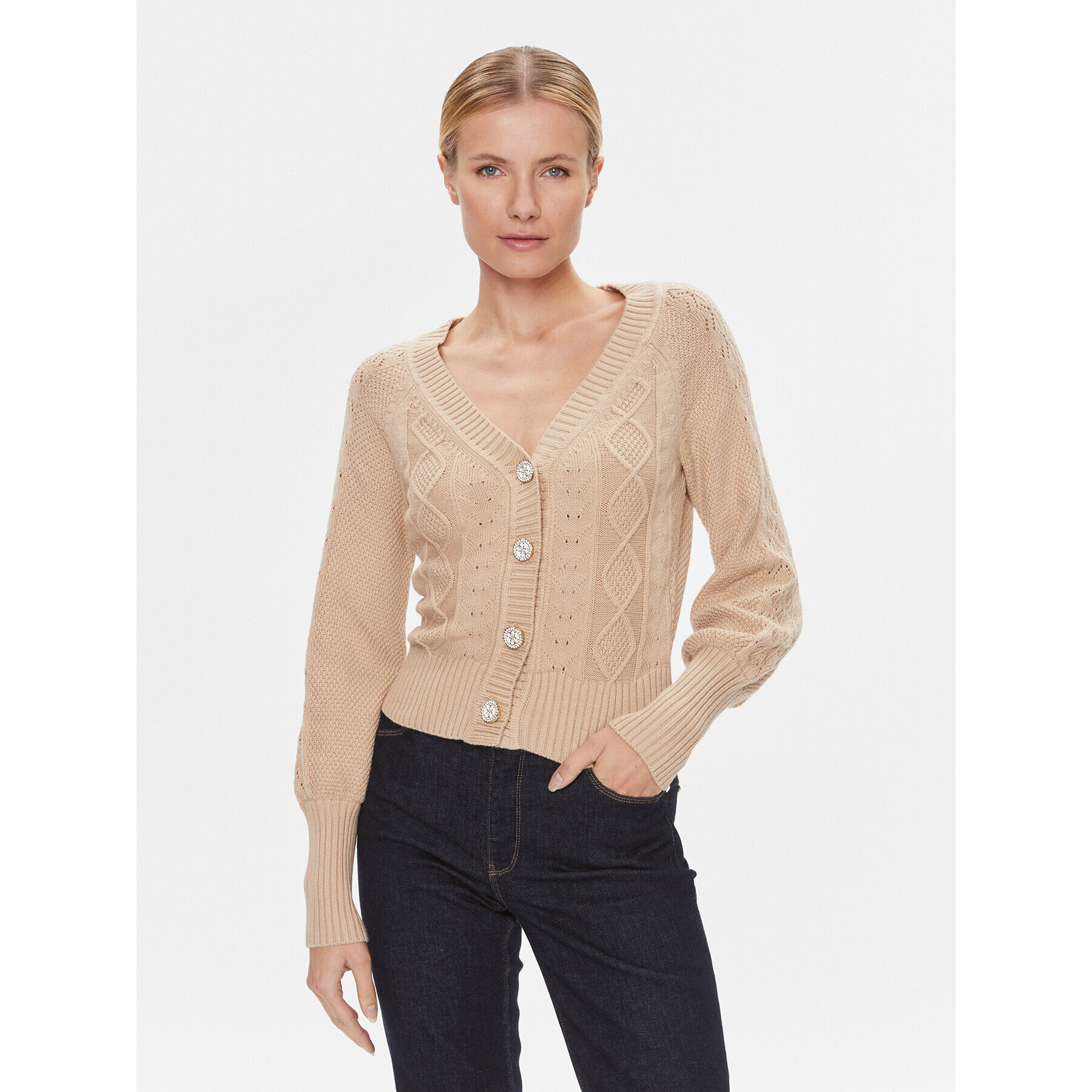 Guess Кардиган W4RR12 Z37L1 Бежов Regular Fit - Pepit.bg