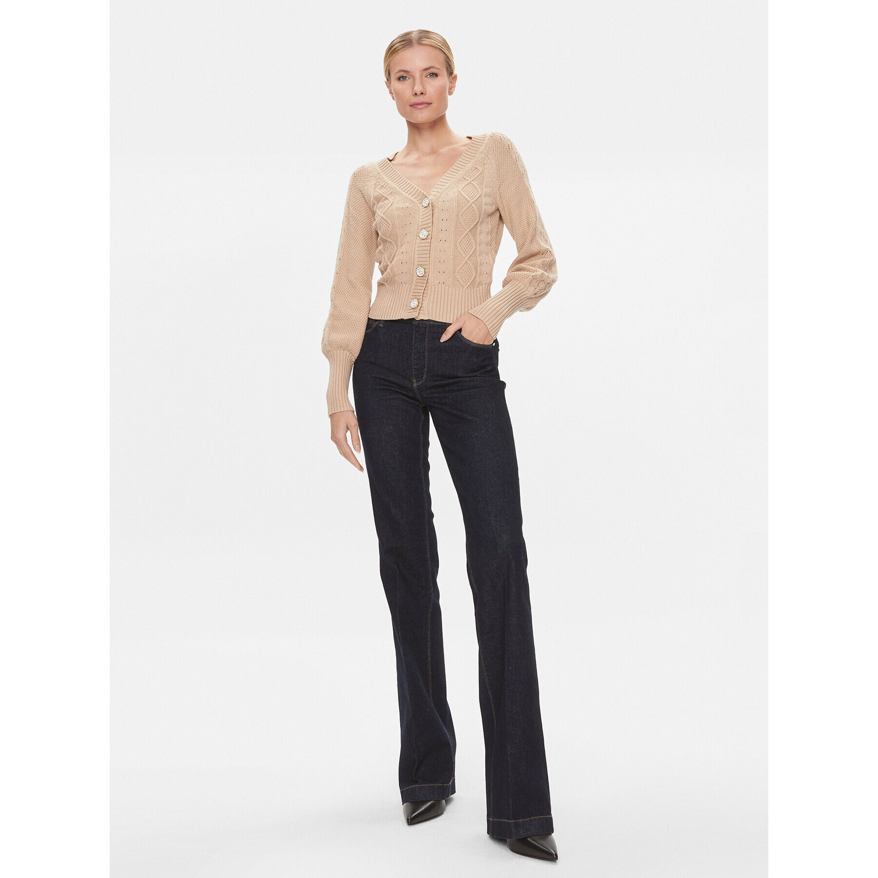 Guess Кардиган W4RR12 Z37L1 Бежов Regular Fit - Pepit.bg