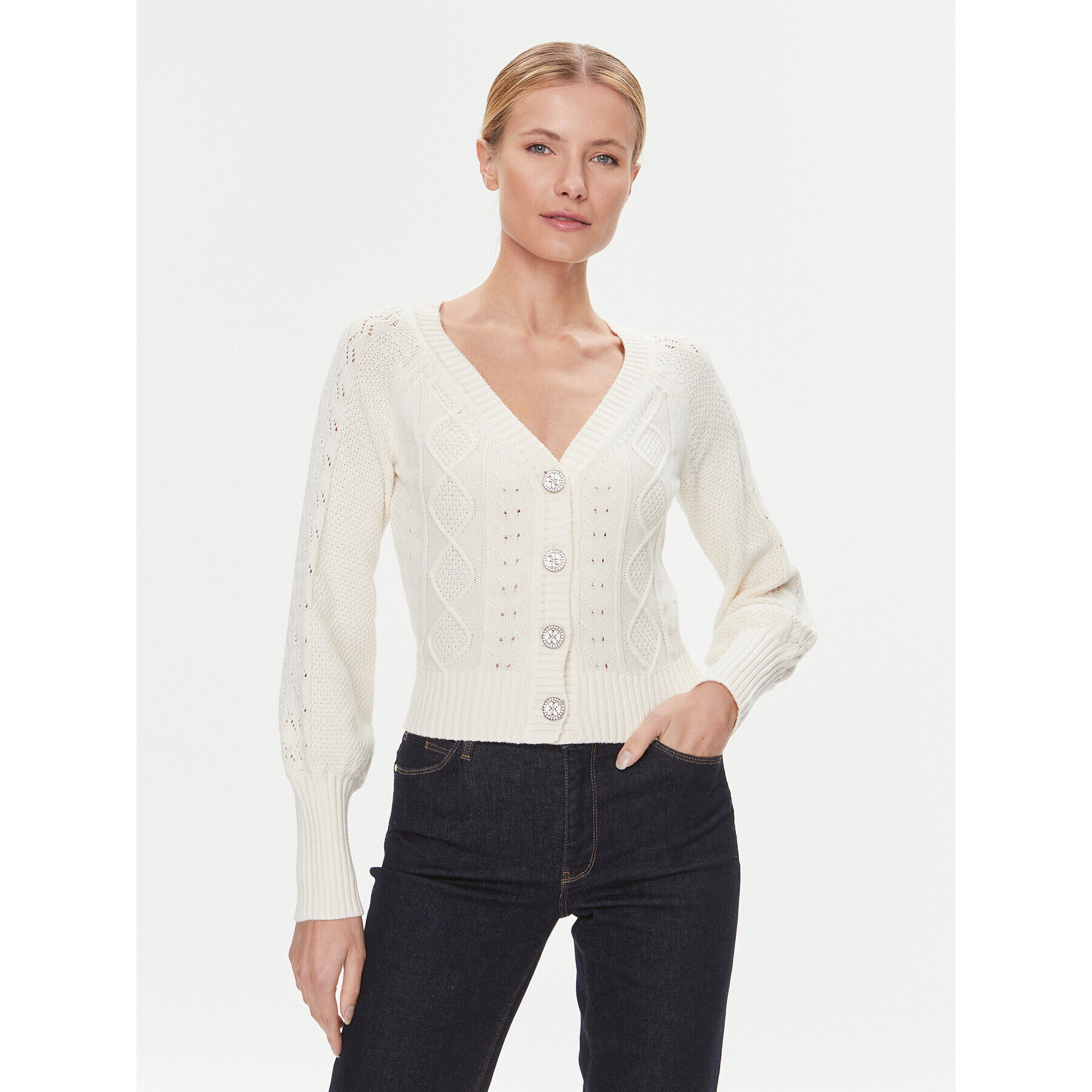 Guess Кардиган W4RR12 Z37L1 Екрю Regular Fit - Pepit.bg