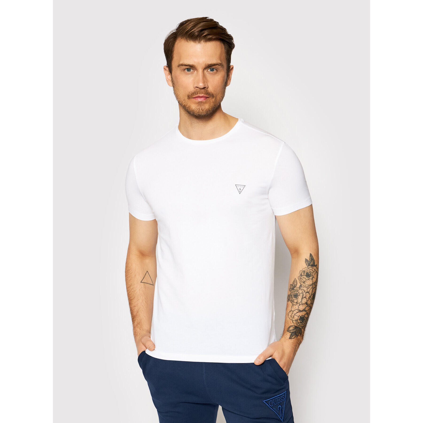 Guess Комплект 2 тишъртки Hero U97G02 JR003 Бял Slim Fit - Pepit.bg