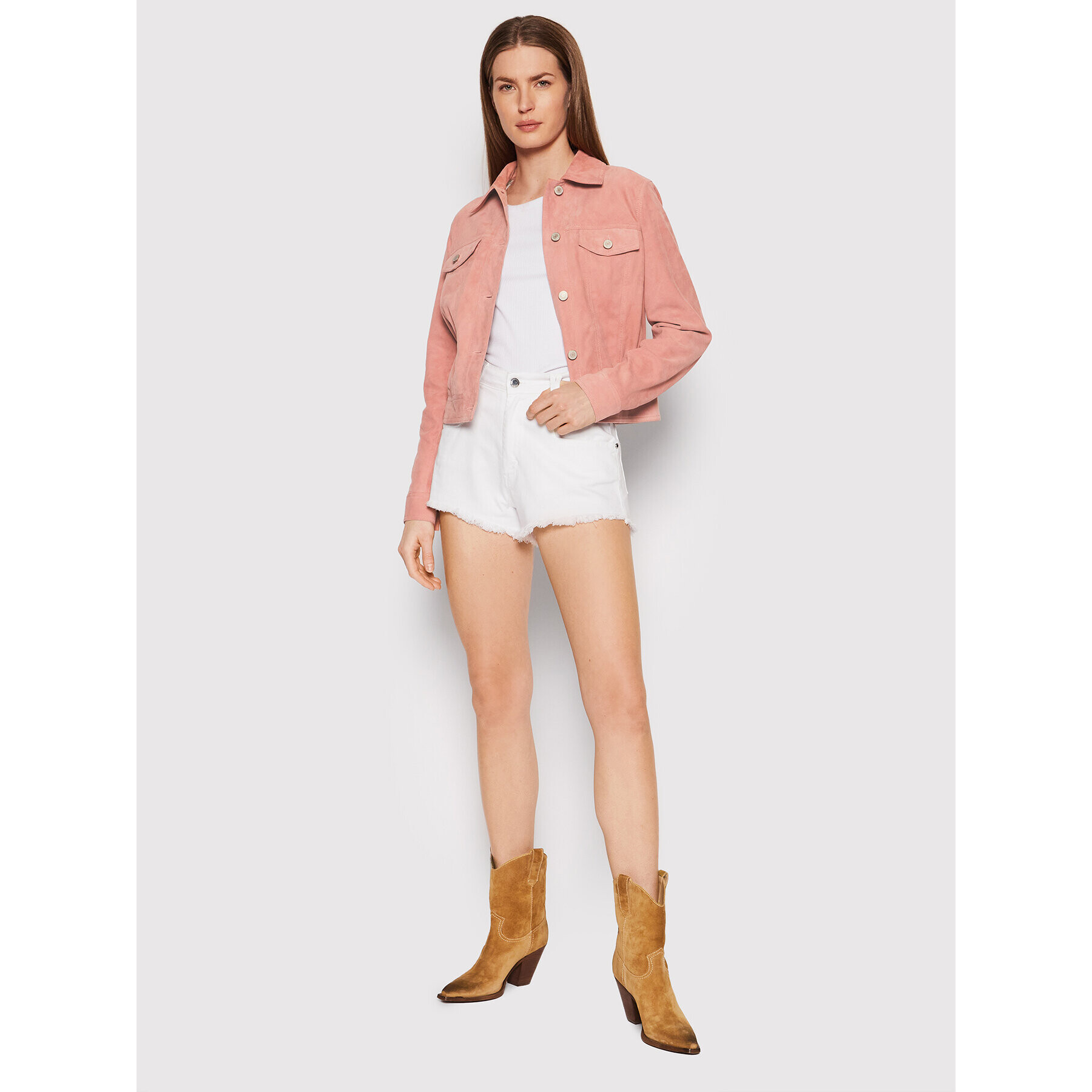 Guess Кожено яке W2GL08 L0P70 Розов Slim Fit - Pepit.bg