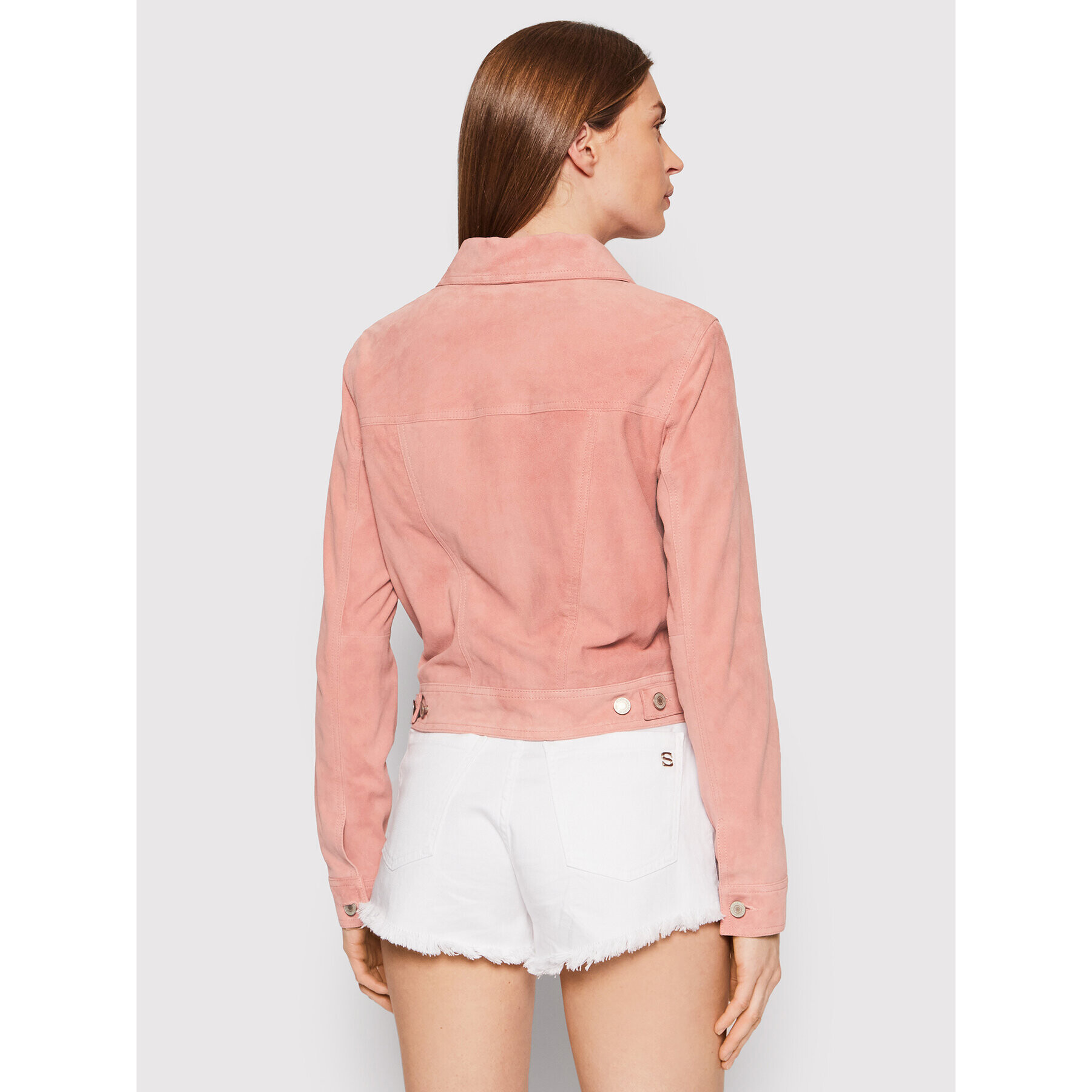 Guess Кожено яке W2GL08 L0P70 Розов Slim Fit - Pepit.bg