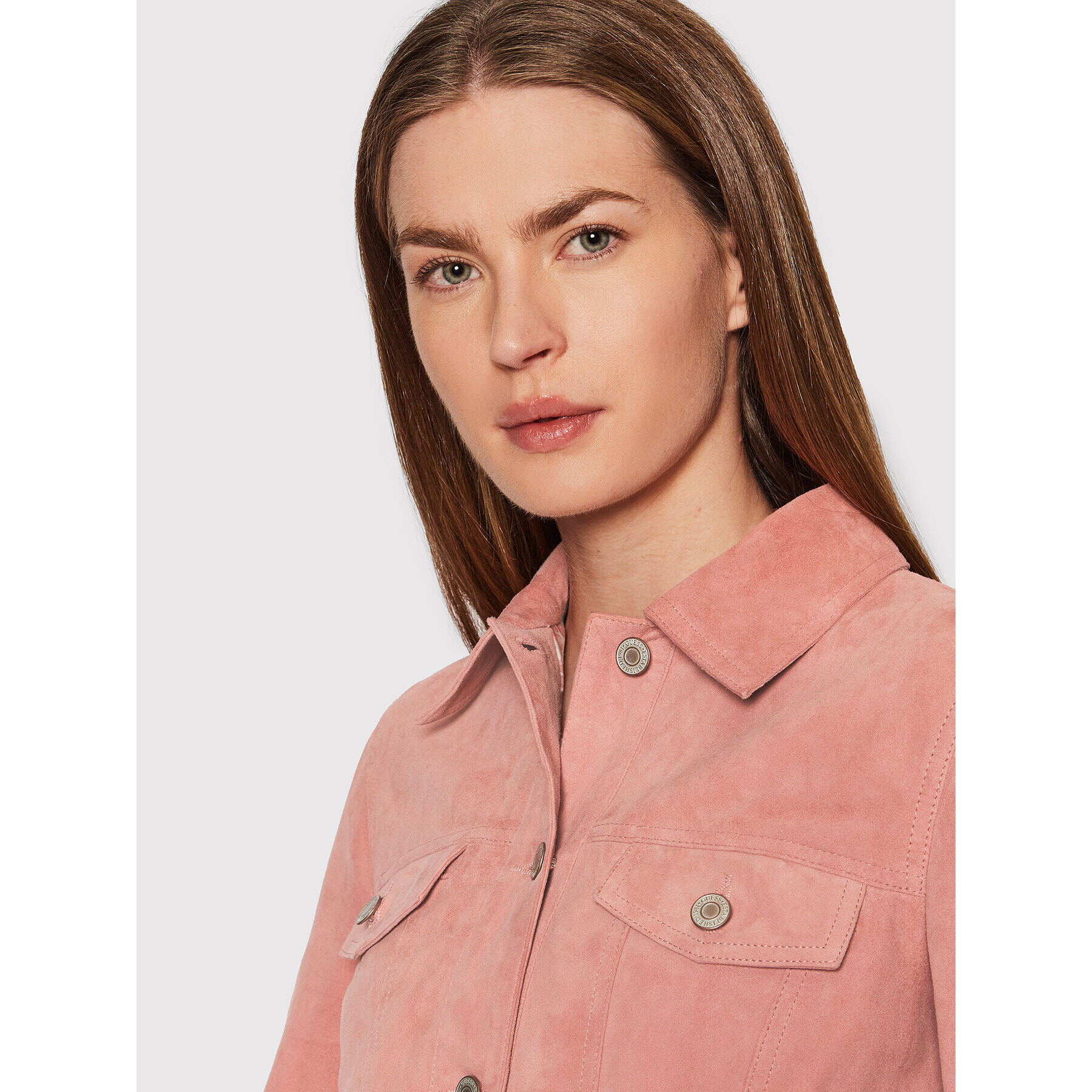 Guess Кожено яке W2GL08 L0P70 Розов Slim Fit - Pepit.bg