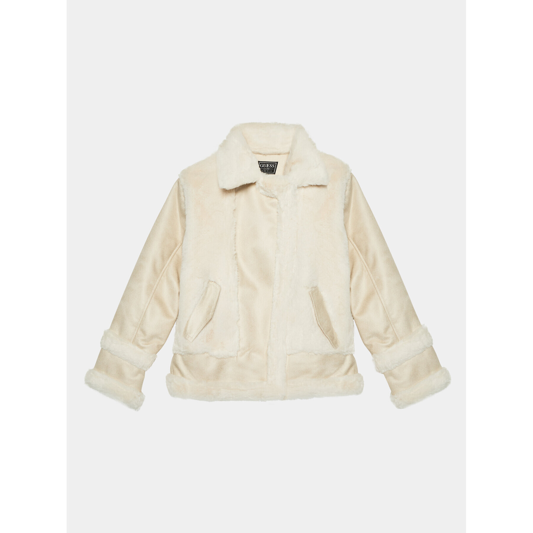 Guess Кожено палто J3BL08 WCFX0 Екрю Regular Fit - Pepit.bg