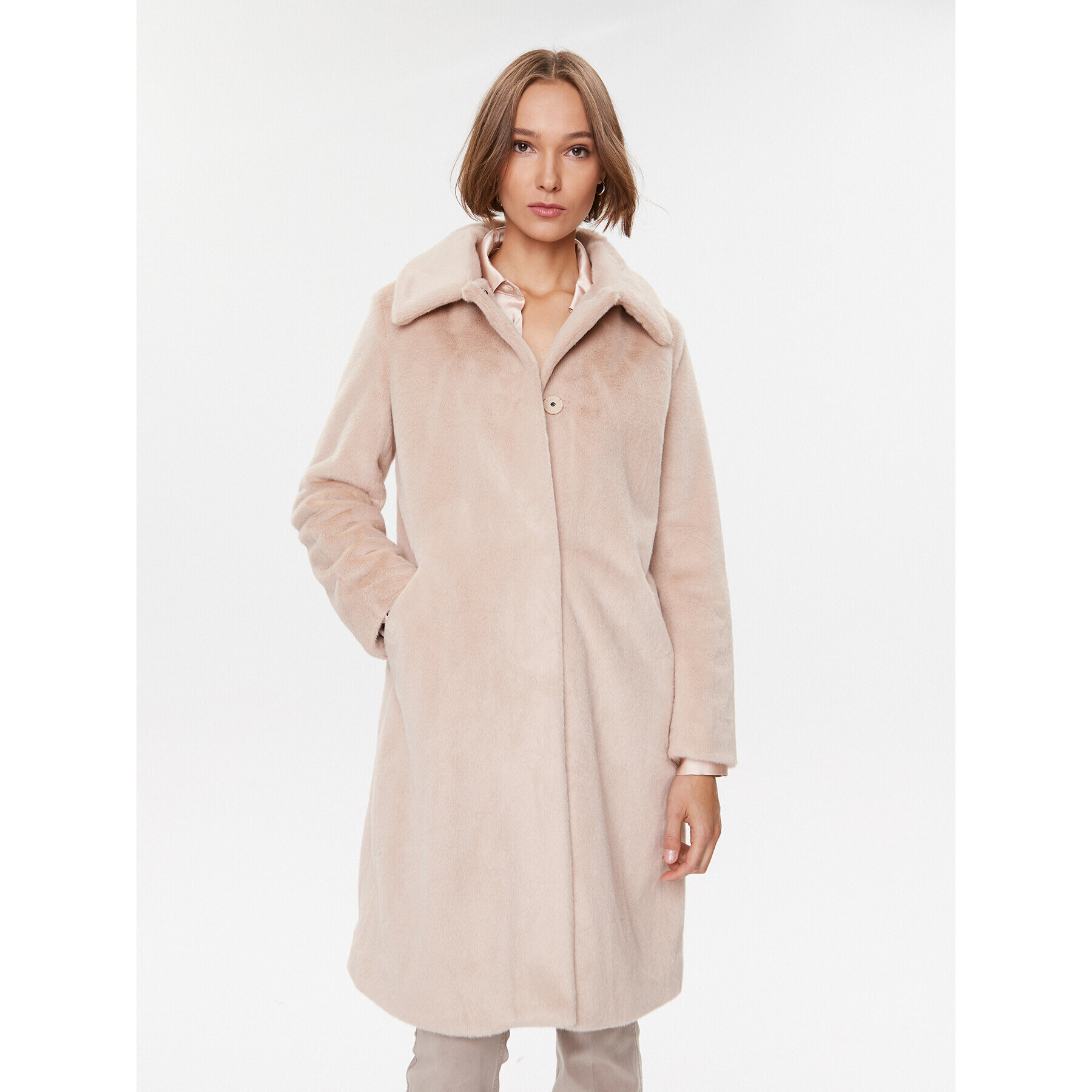 Guess Кожено палто W2BL13 WETS0 Бежов Regular Fit - Pepit.bg