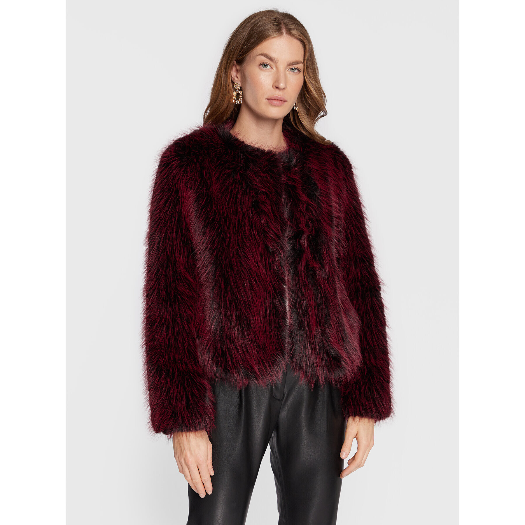 Guess Кожено палто W2BL87 WF280 Бордо Regular Fit - Pepit.bg