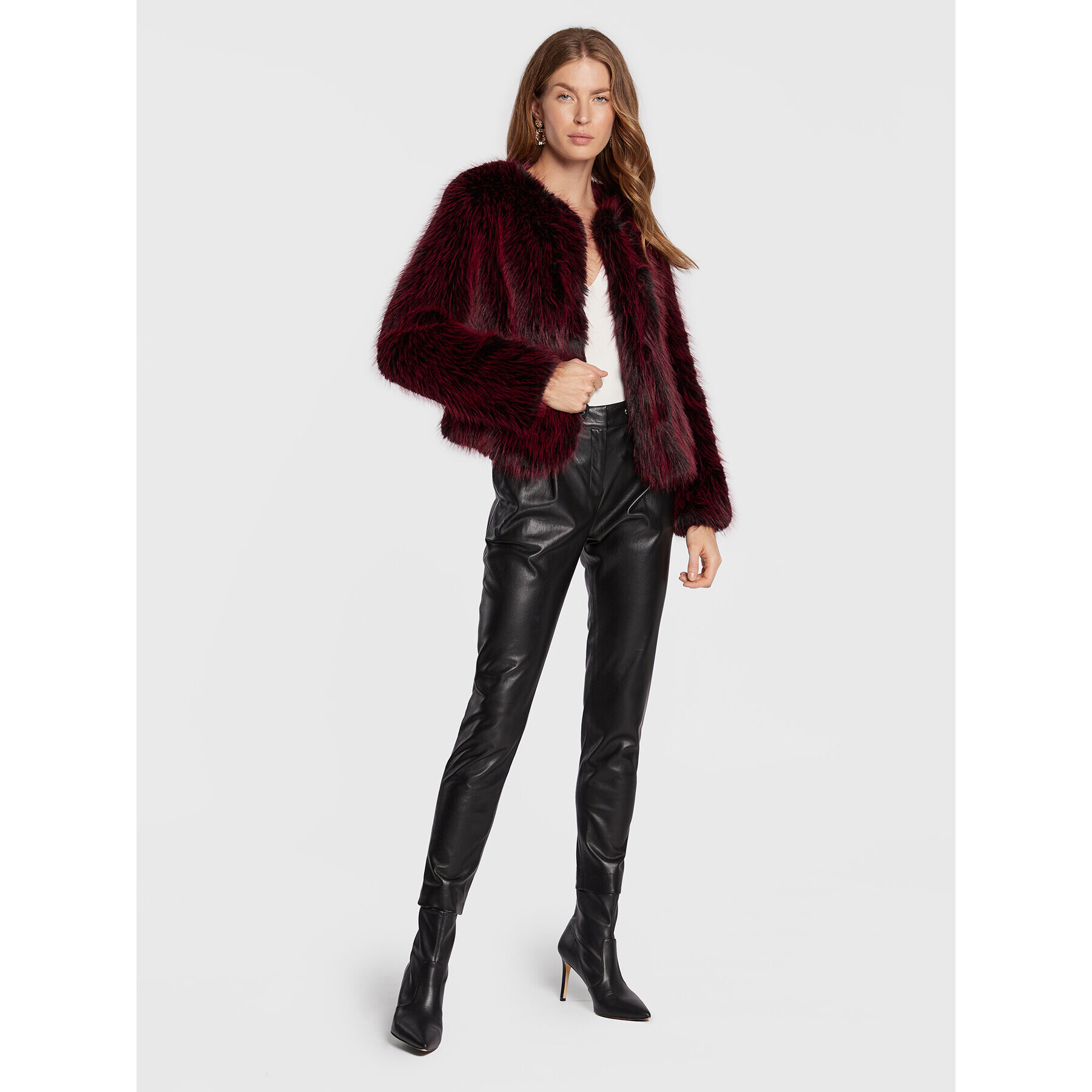 Guess Кожено палто W2BL87 WF280 Бордо Regular Fit - Pepit.bg