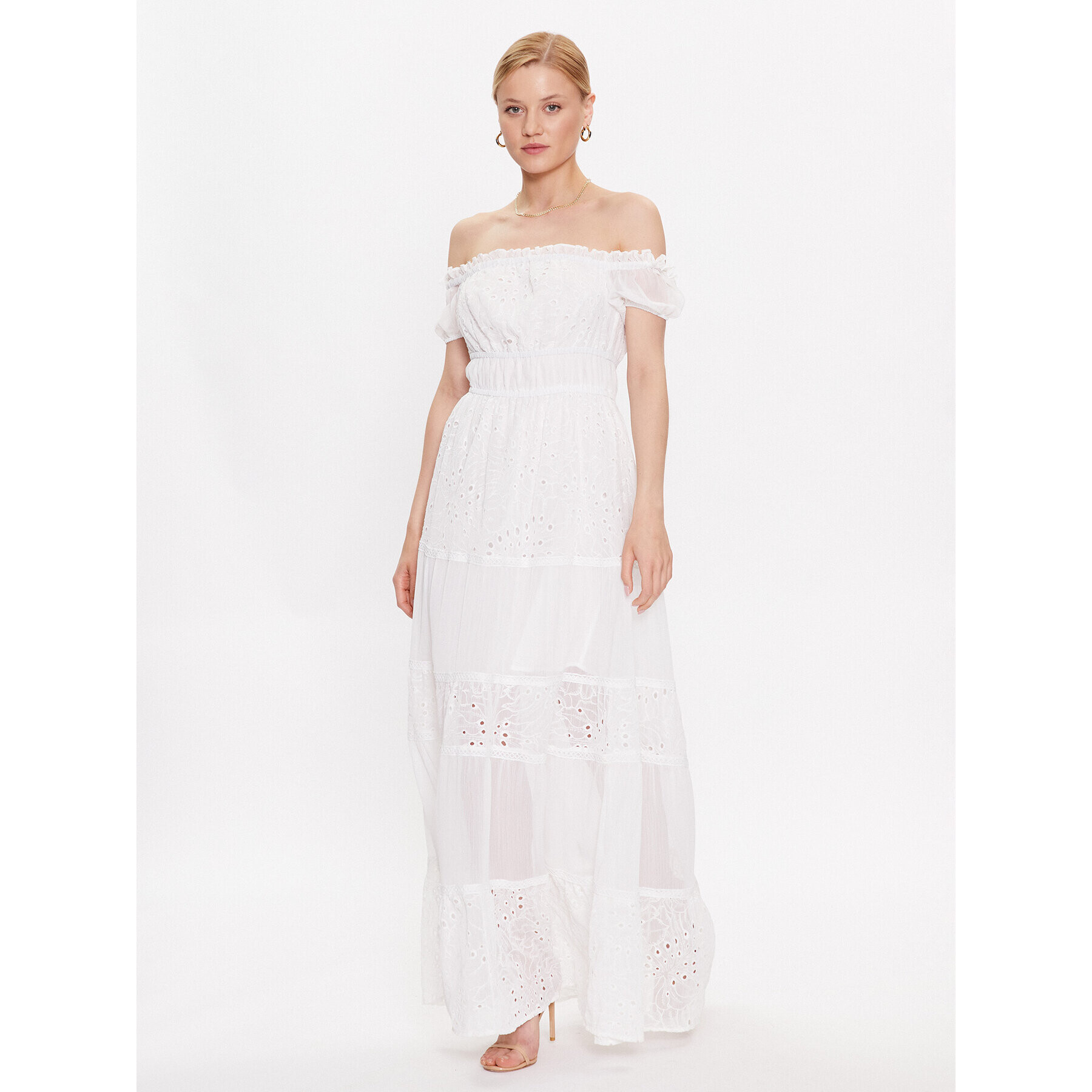Guess Лятна рокля Zena W3GK51 WFDR2 Бял Regular Fit - Pepit.bg