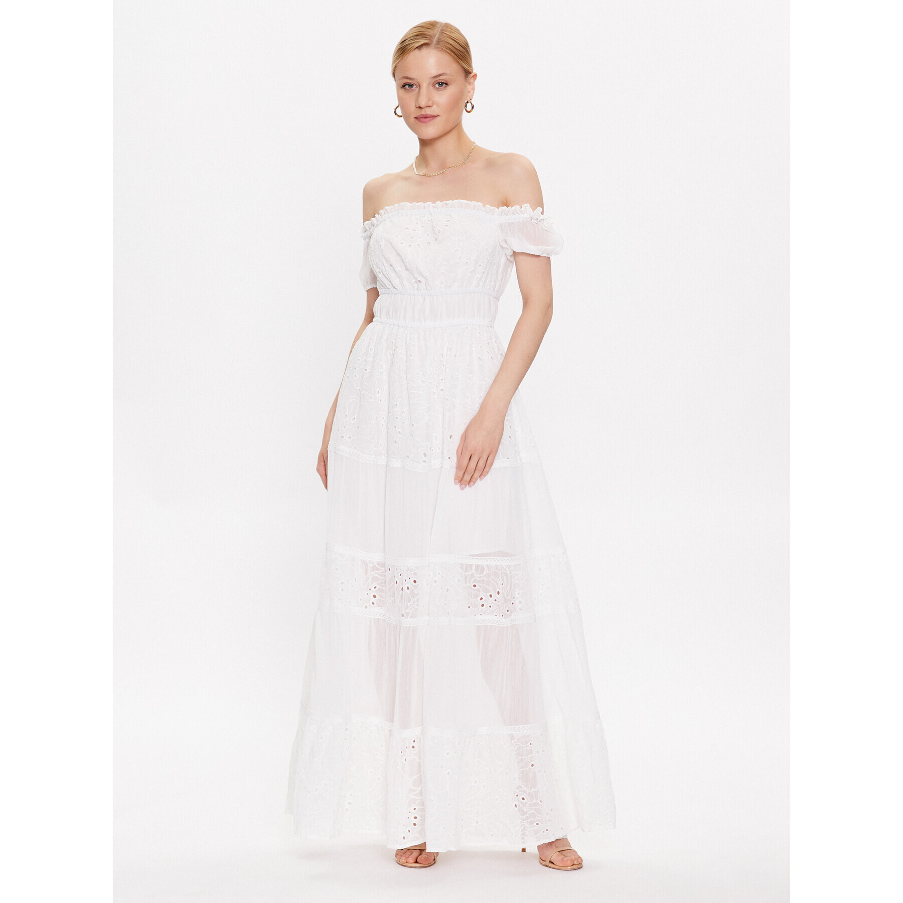Guess Лятна рокля Zena W3GK51 WFDR2 Бял Regular Fit - Pepit.bg