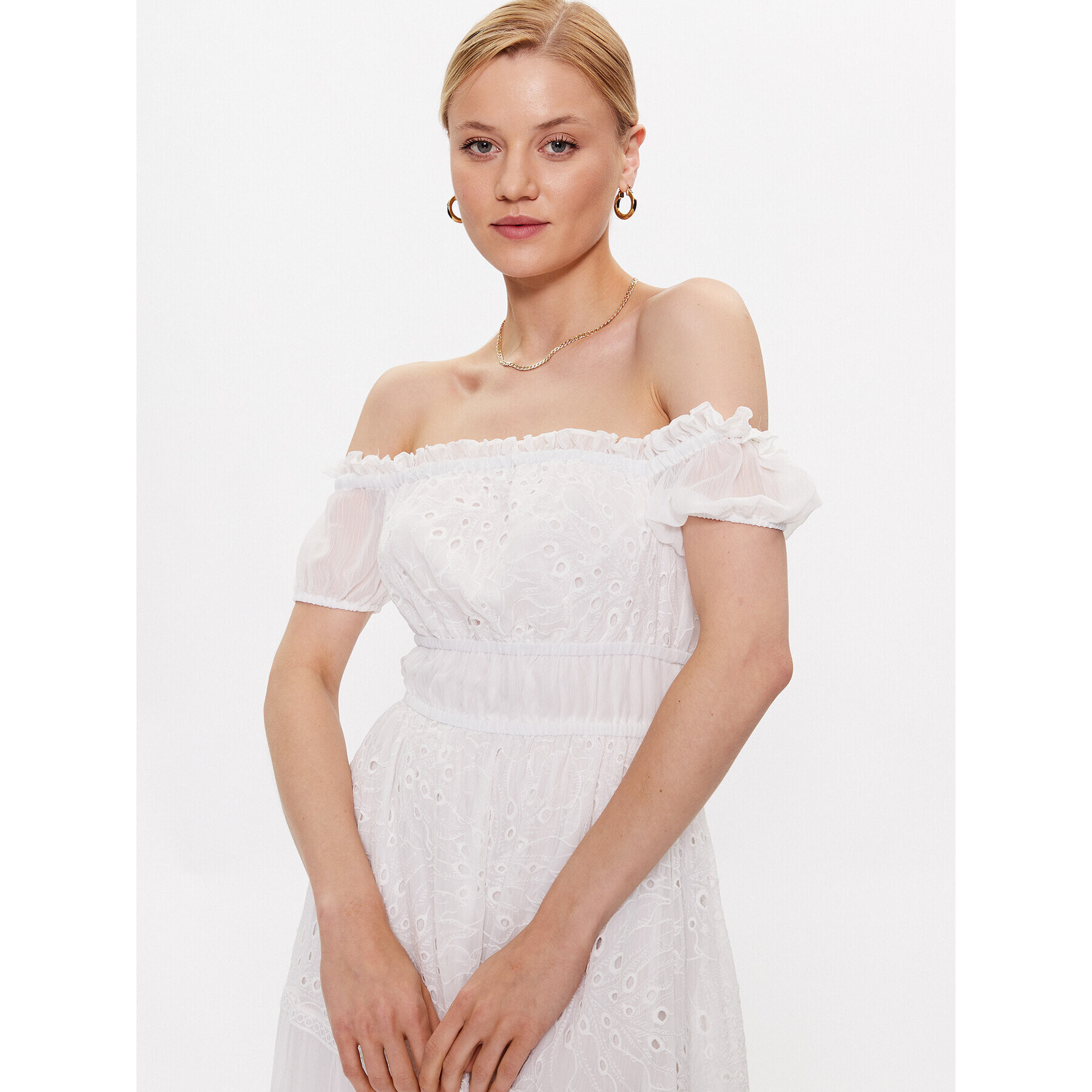 Guess Лятна рокля Zena W3GK51 WFDR2 Бял Regular Fit - Pepit.bg