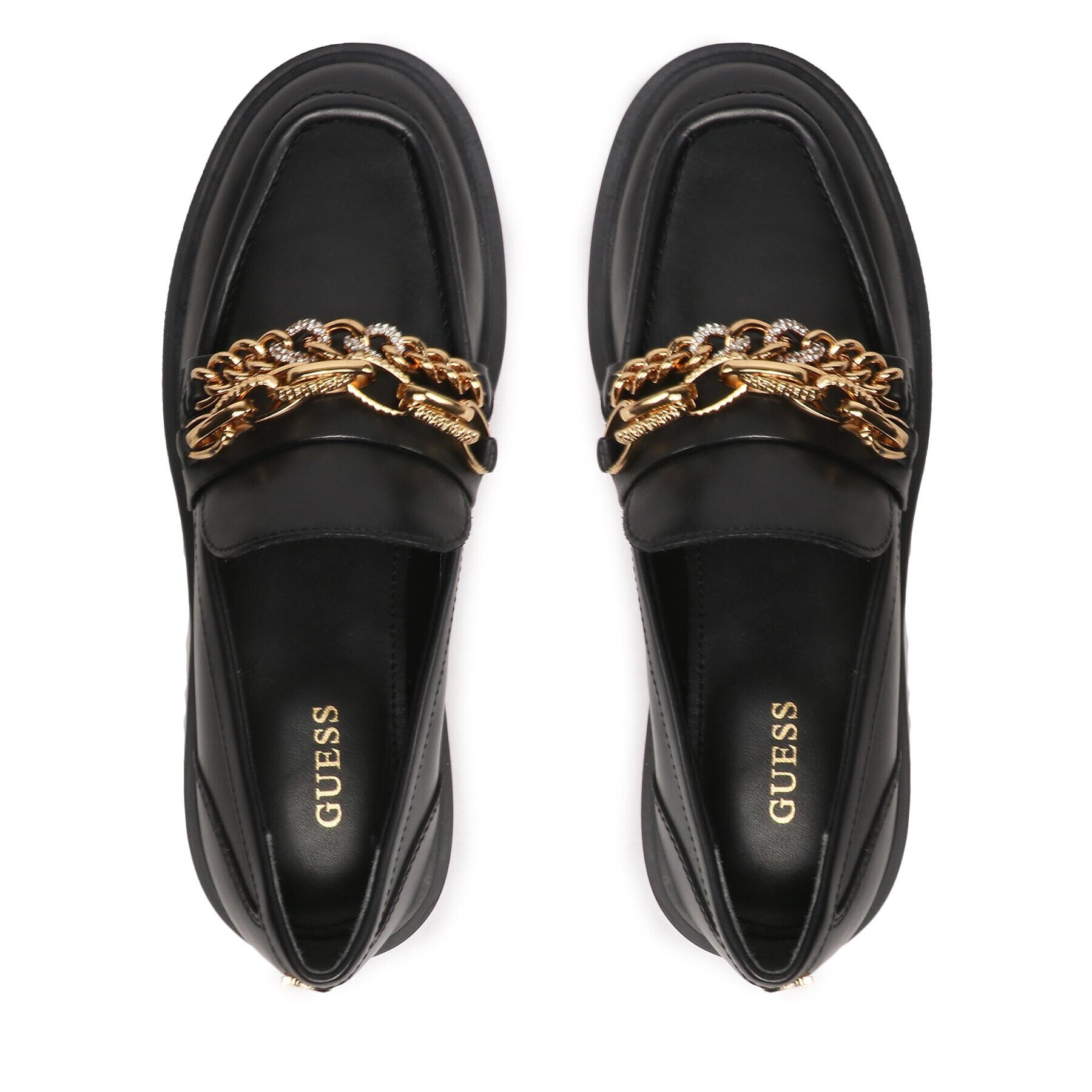Guess лоуфъри с дебела подметка Kabele FL5KBL LEA14 Черен - Pepit.bg