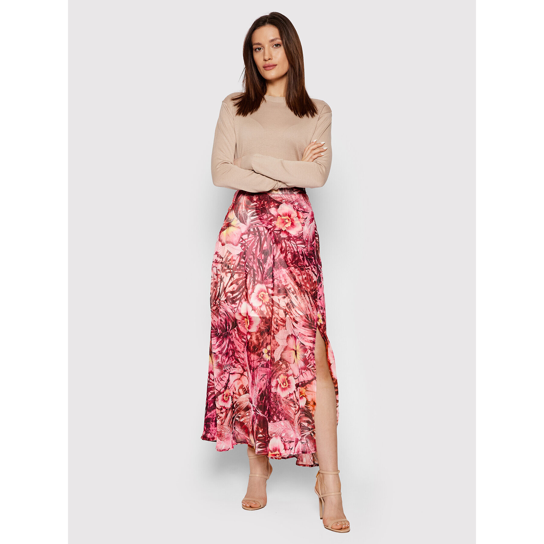 Guess Миди пола W2GD40 WEL02 Розов Regular Fit - Pepit.bg