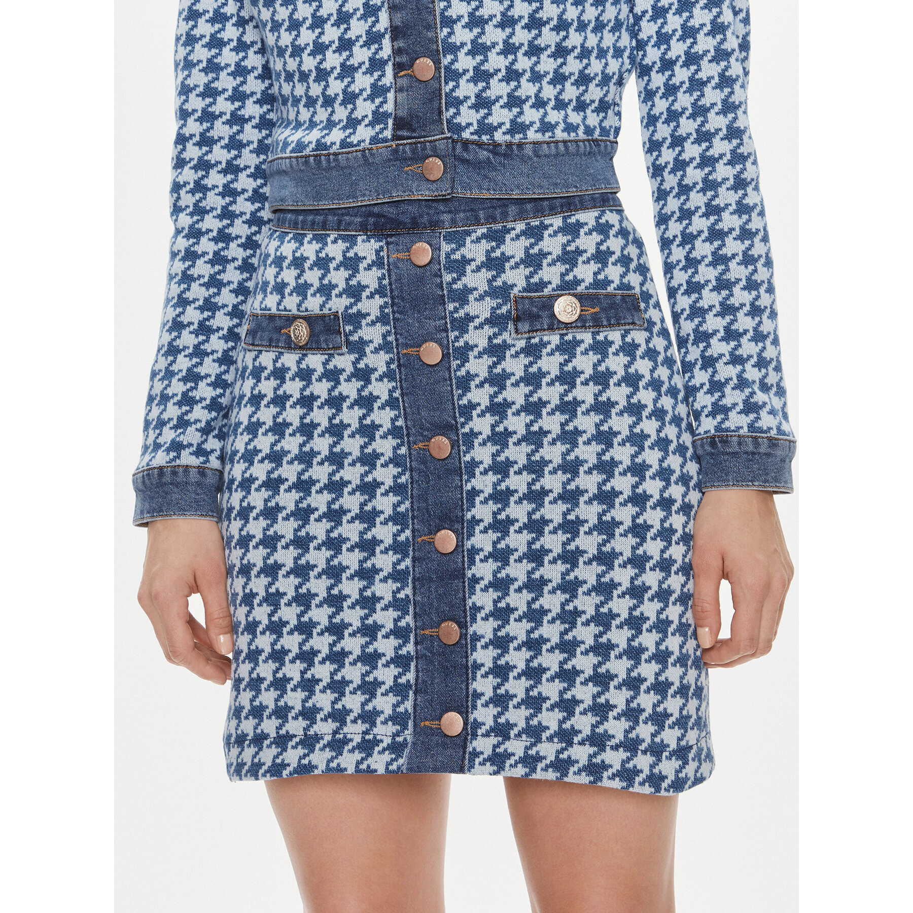 Guess Мини пола Tweed W4RD93 D59L1 Син Regular Fit - Pepit.bg