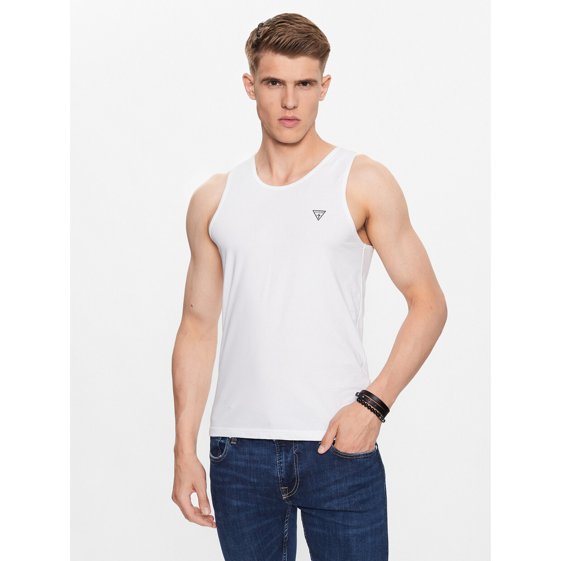 Guess Мъжки топ U97M02 K6YW1 Бял Regular Fit - Pepit.bg