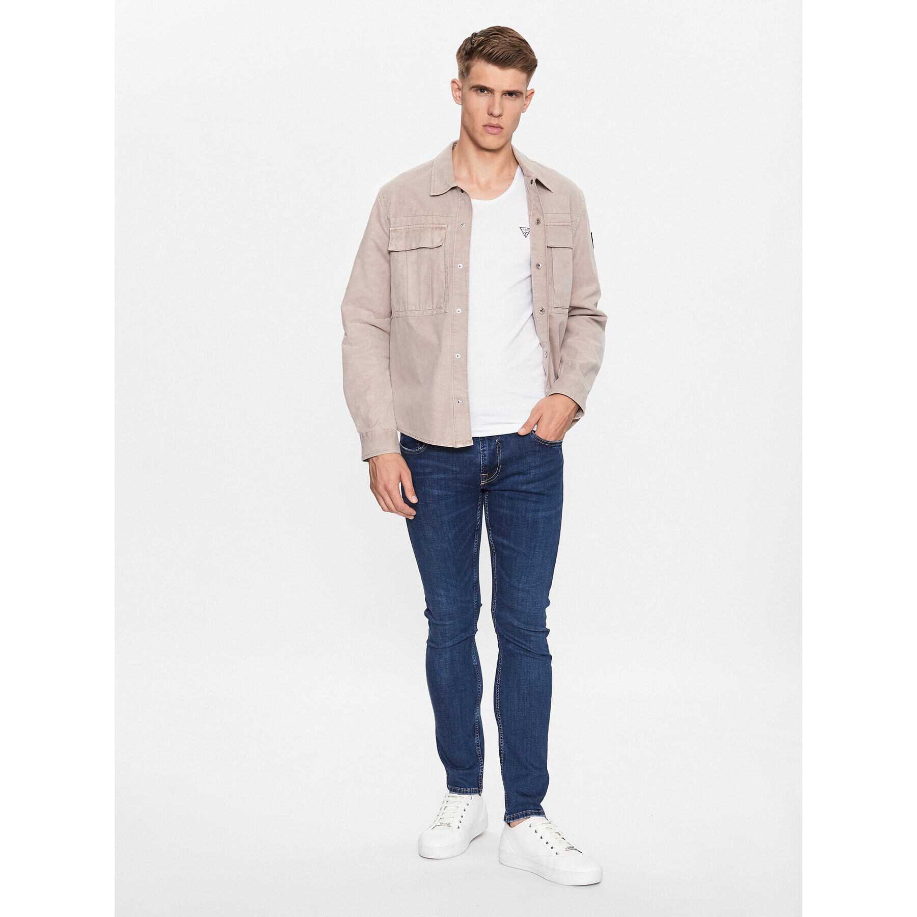 Guess Мъжки топ U97M02 K6YW1 Бял Regular Fit - Pepit.bg