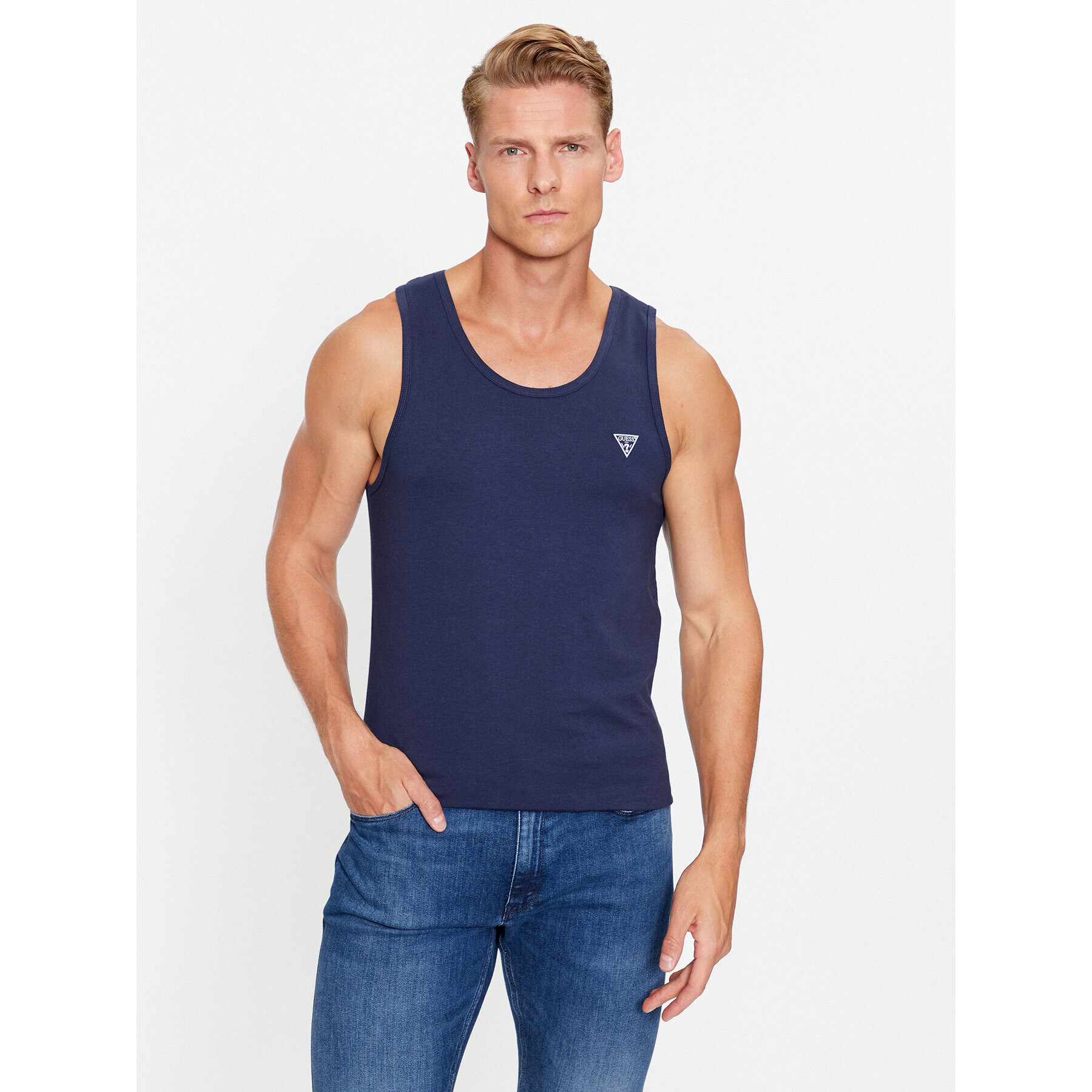 Guess Мъжки топ U97M02 K6YW1 Тъмносин Regular Fit - Pepit.bg