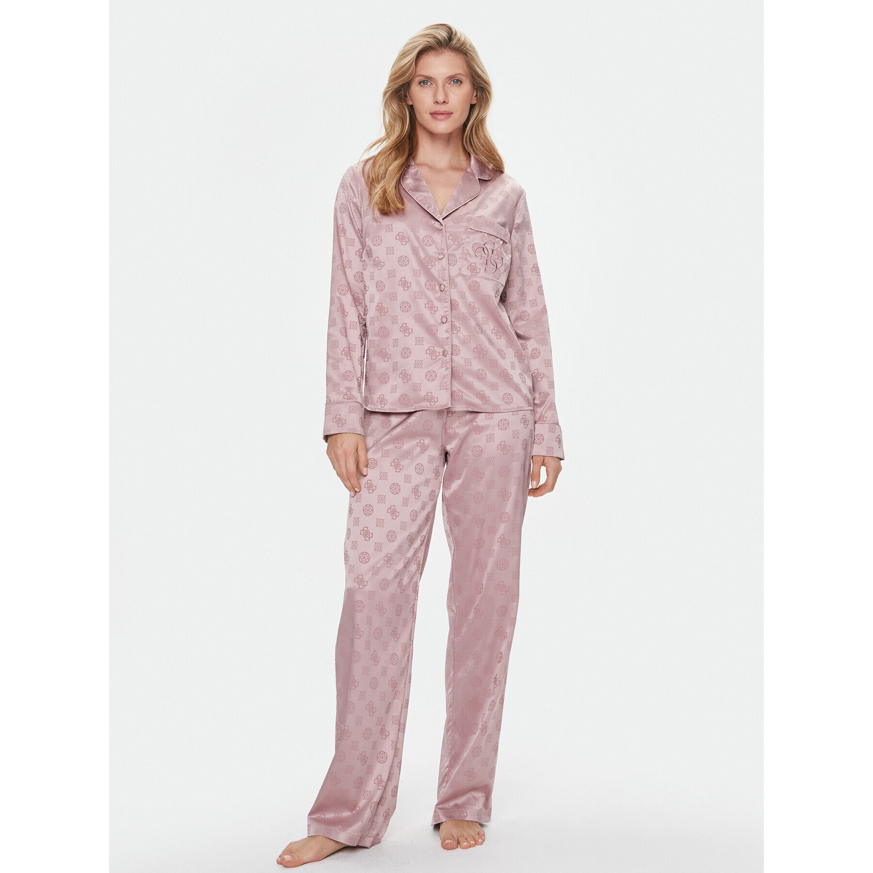 Guess Пижама O4RX04 WFTL0 Розов Regular Fit - Pepit.bg